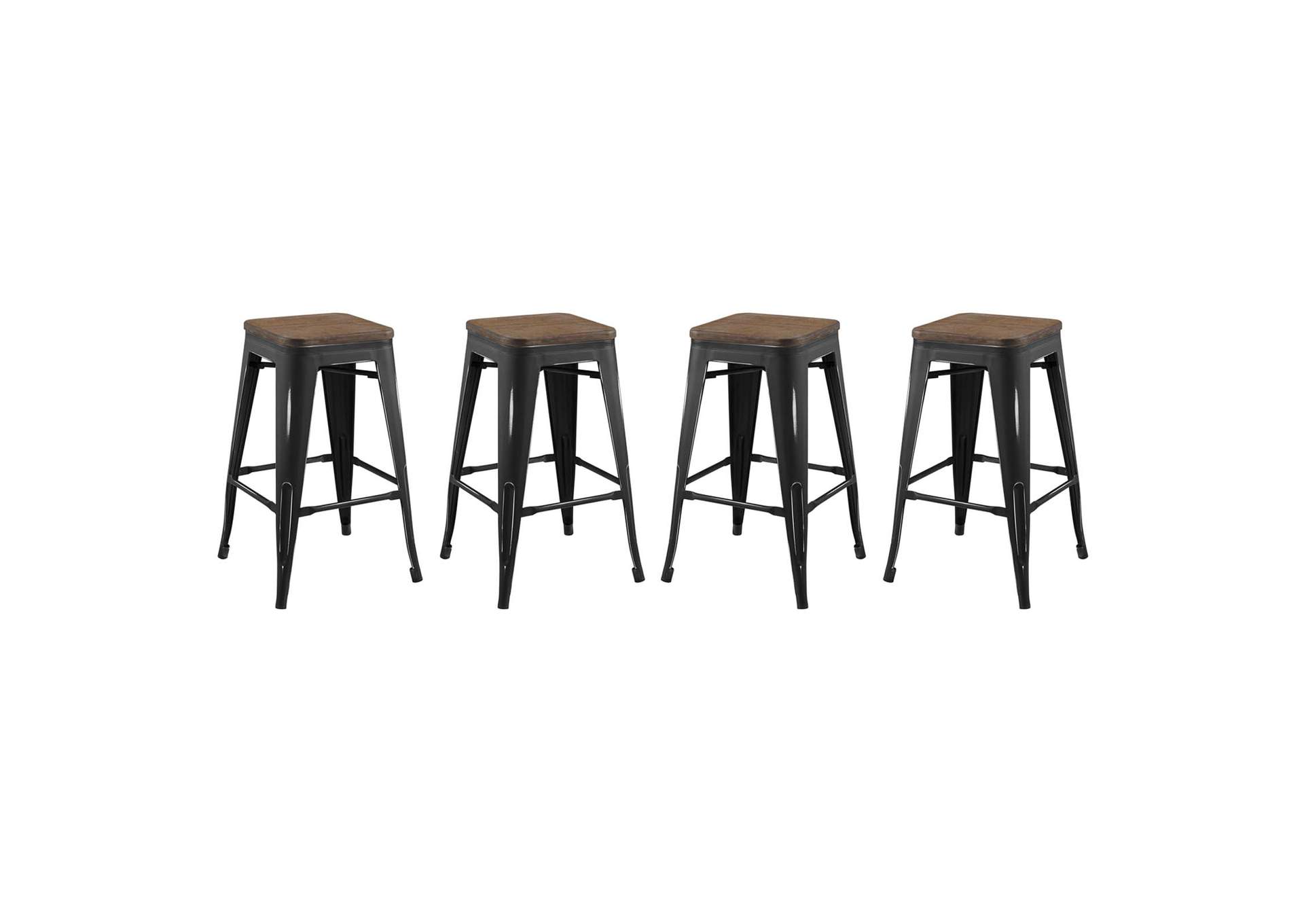 Black Promenade Counter Stool [Set of 4],Modway