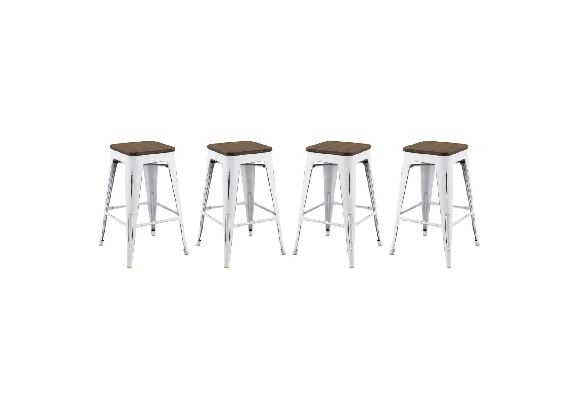 White Promenade Counter Stool [Set of 4],Modway