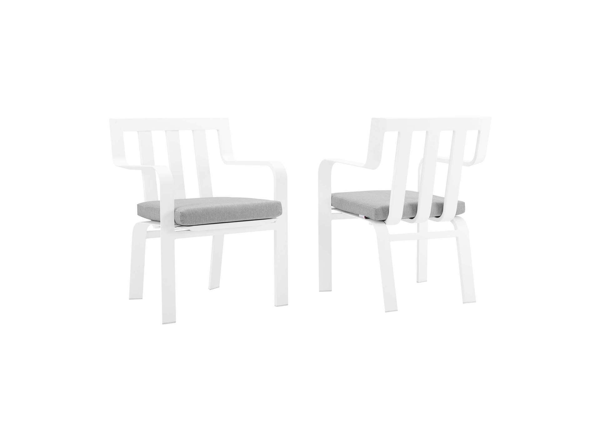 White Gray Baxley Outdoor Patio Aluminum Armchair [Set of 2],Modway