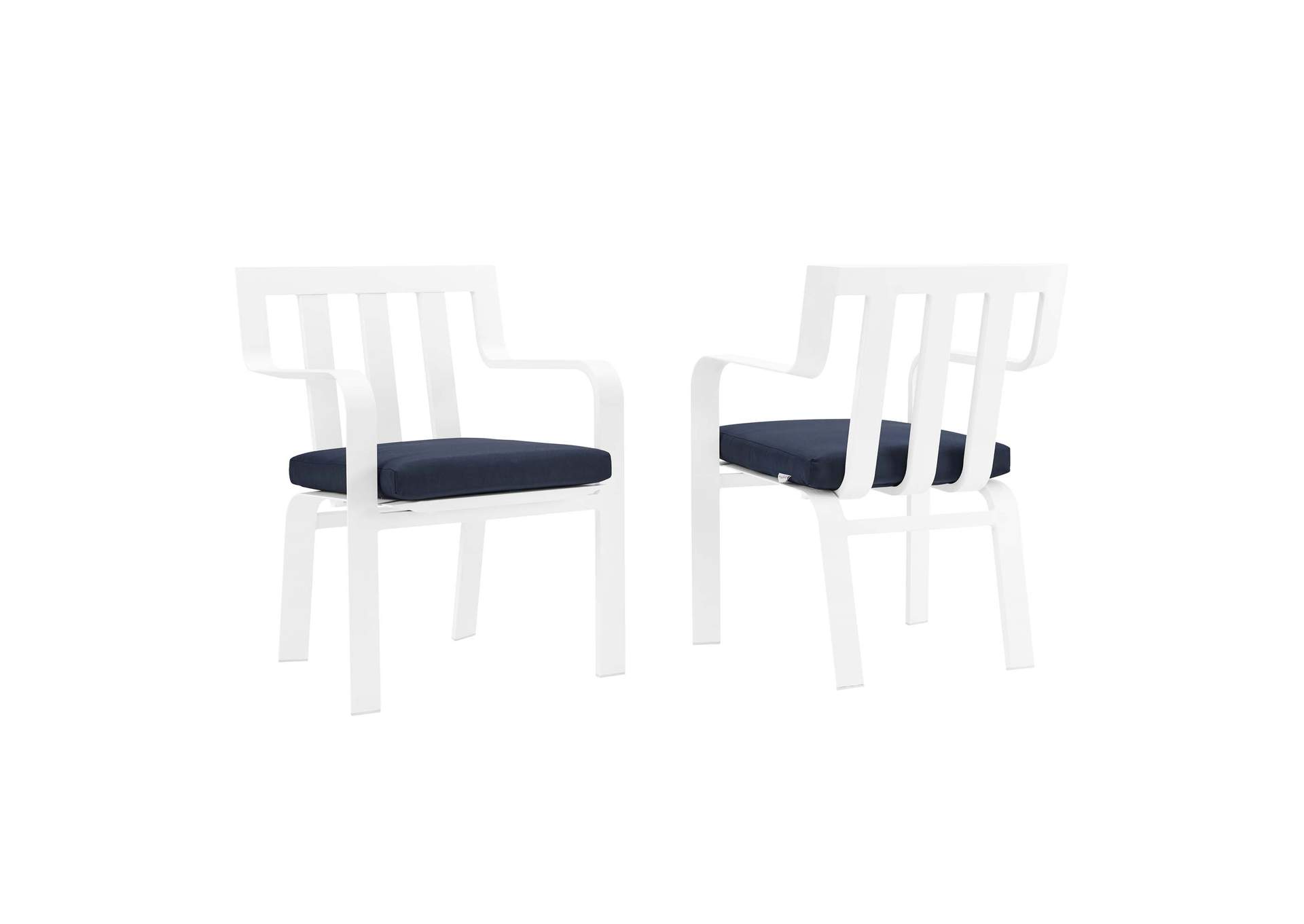 White Navy Baxley Outdoor Patio Aluminum Armchair [Set of 2],Modway