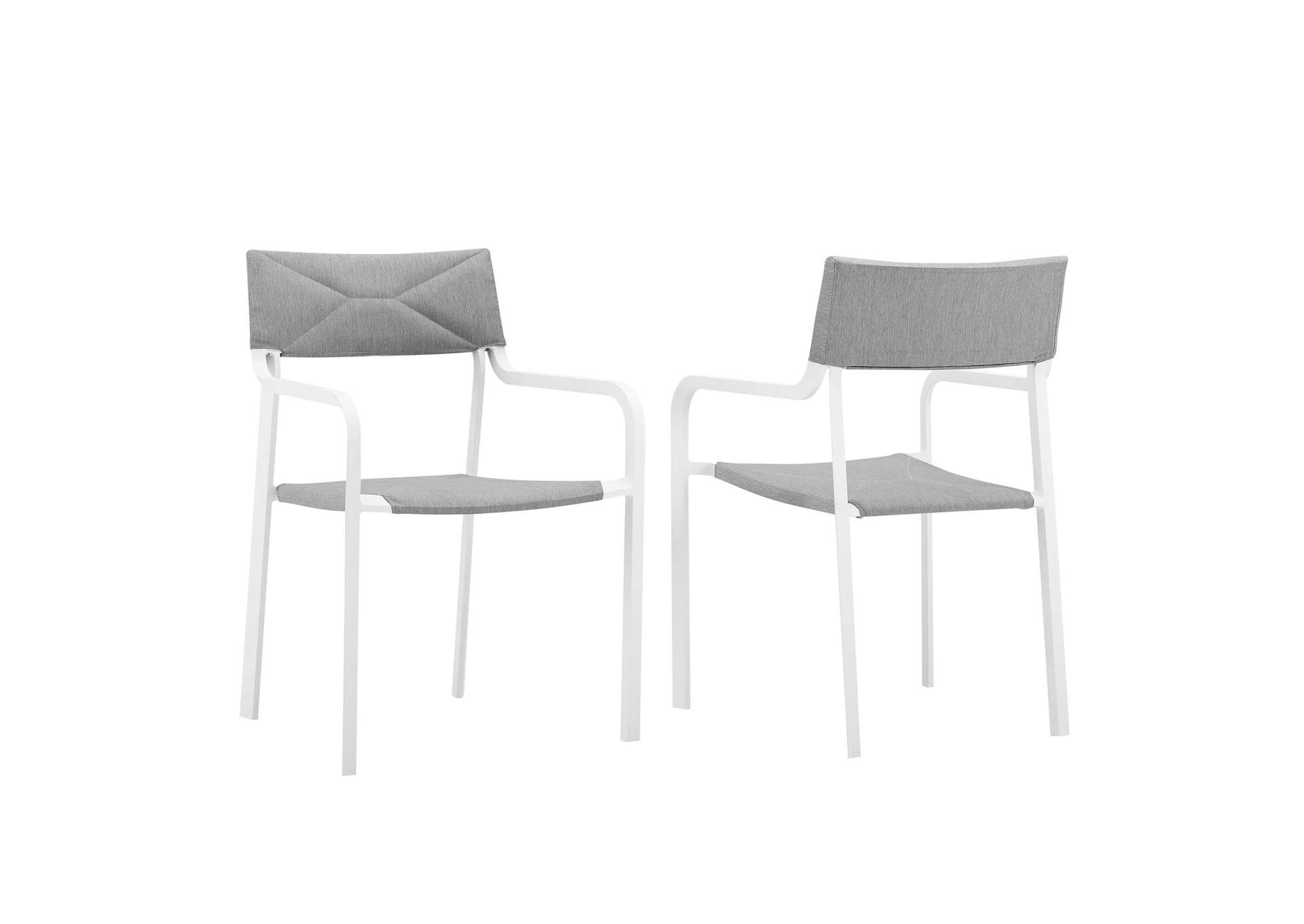 White Gray Raleigh Outdoor Patio Aluminum Armchair [Set of 2],Modway