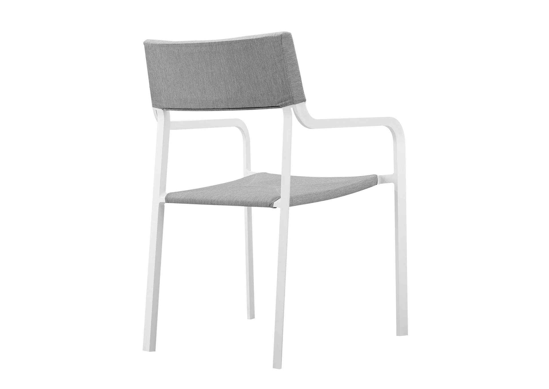 White Gray Raleigh Outdoor Patio Aluminum Armchair [Set of 2],Modway