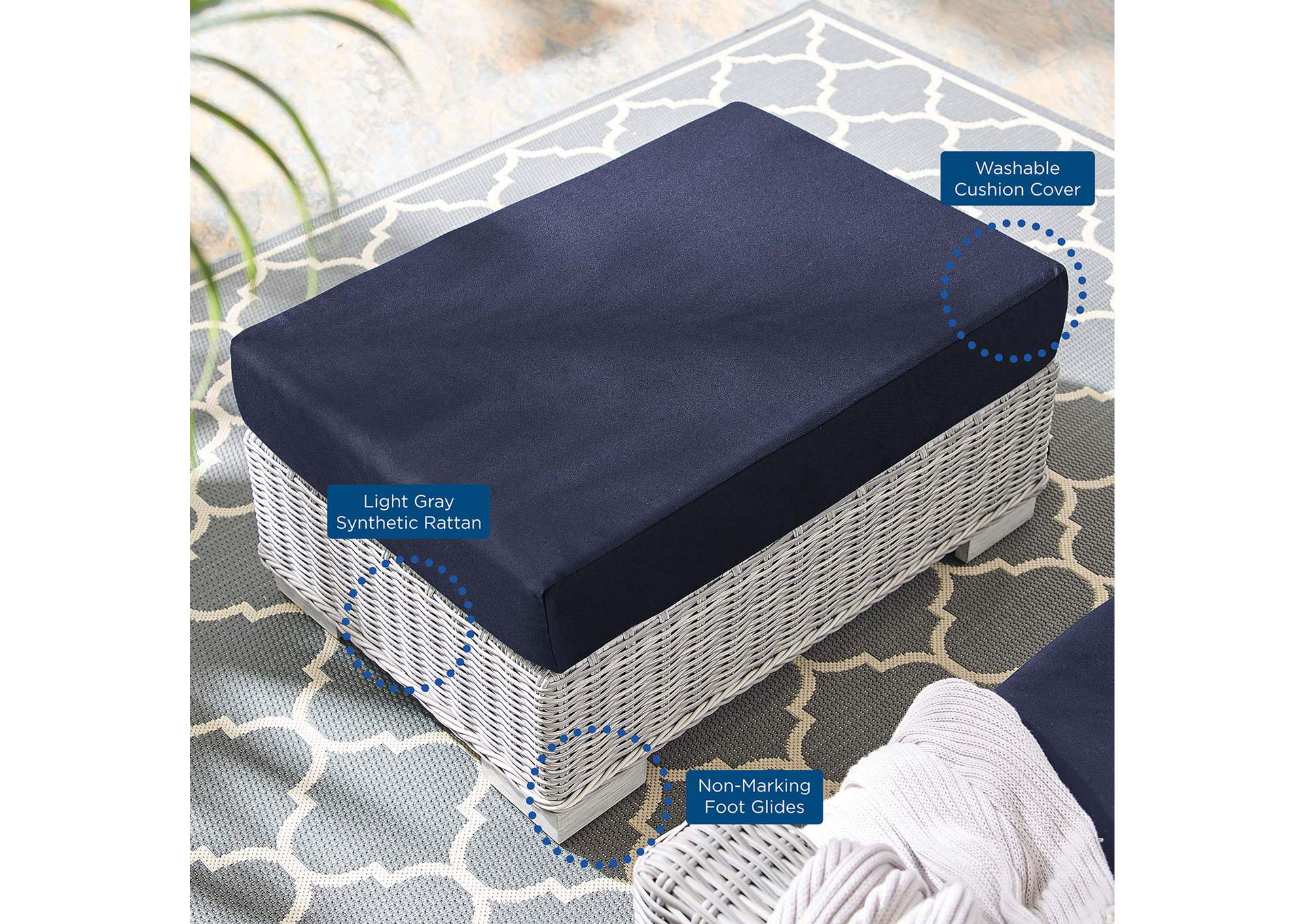 Light Gray Navy Conway Sunbrella,Modway