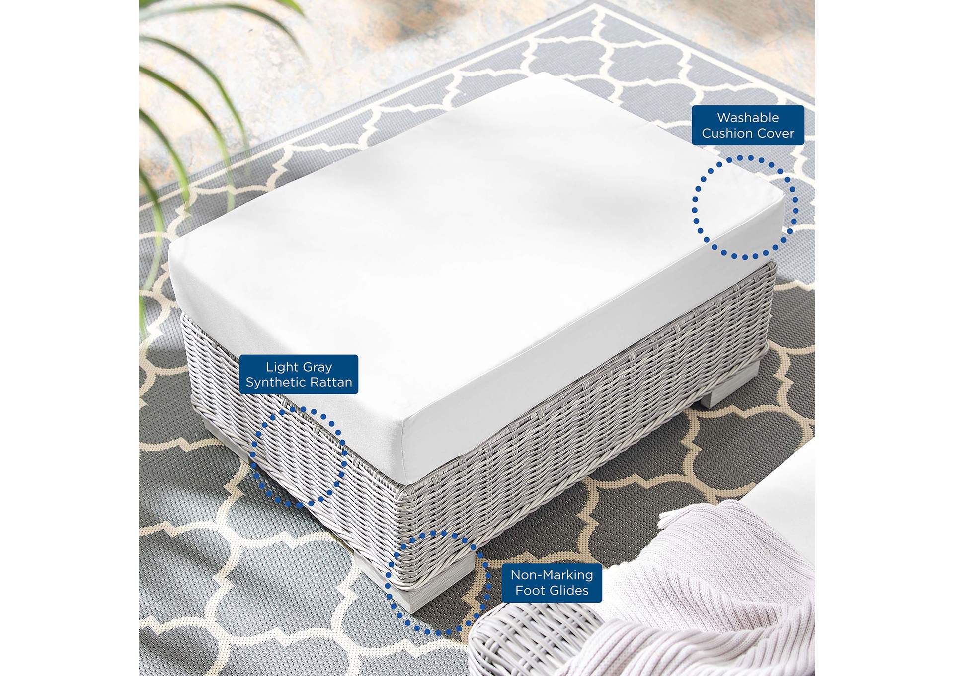 Light Gray White Conway Sunbrella,Modway