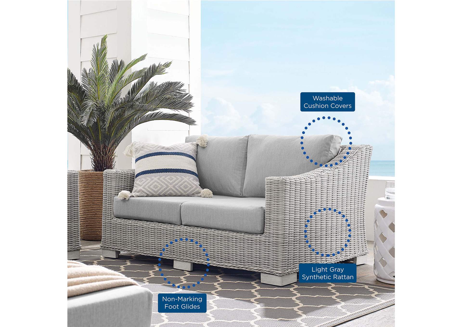 Light Gray Gray Conway Sunbrella,Modway