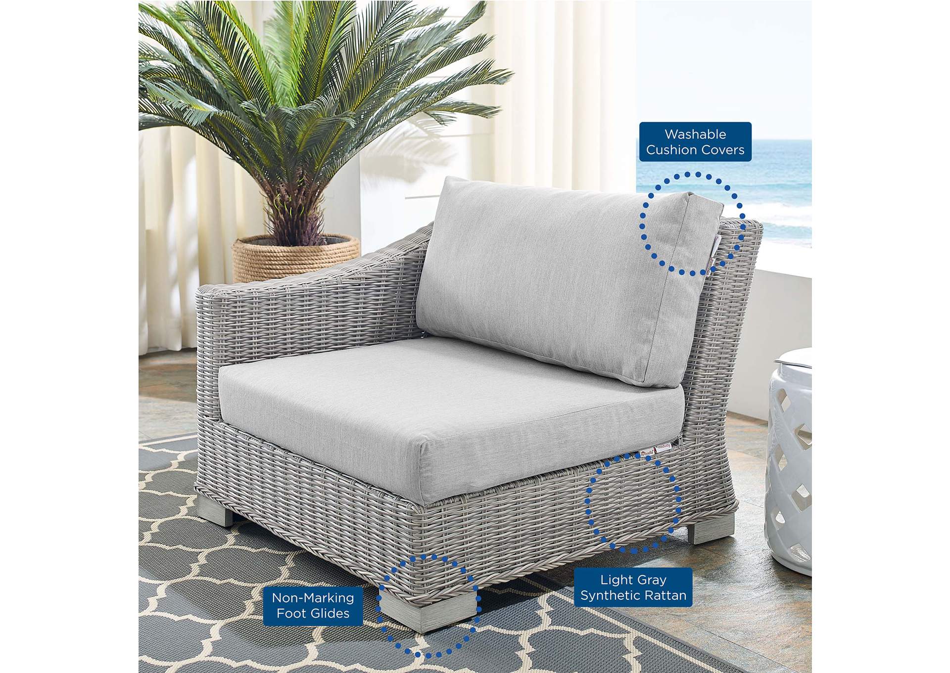 Light Gray Gray Conway Sunbrella,Modway