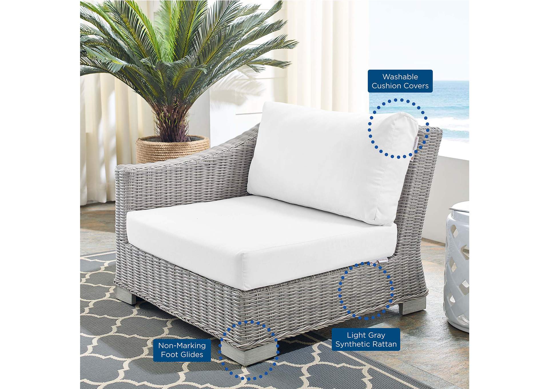 Light Gray White Conway Sunbrella,Modway