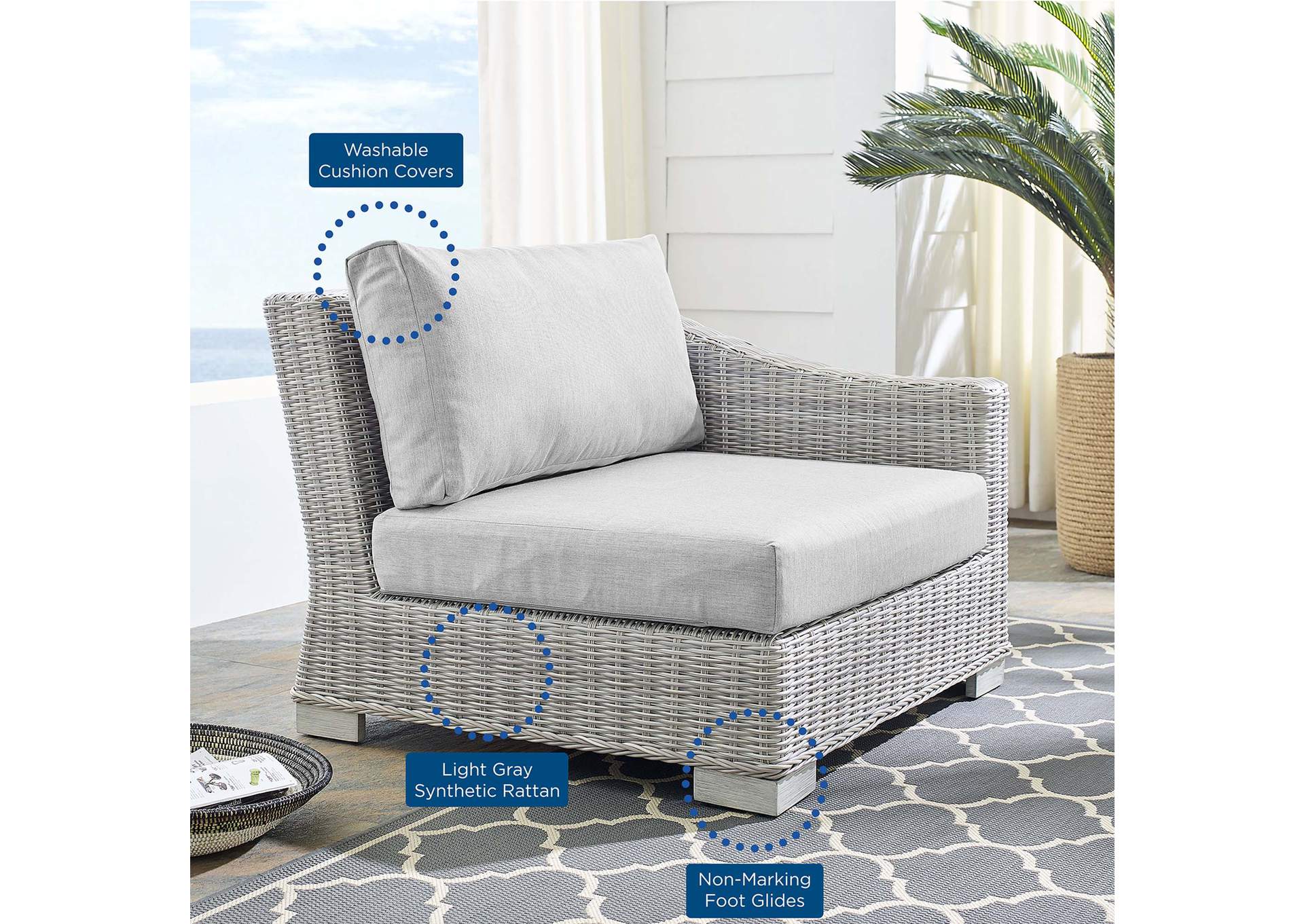 Light Gray Gray Conway Sunbrella,Modway