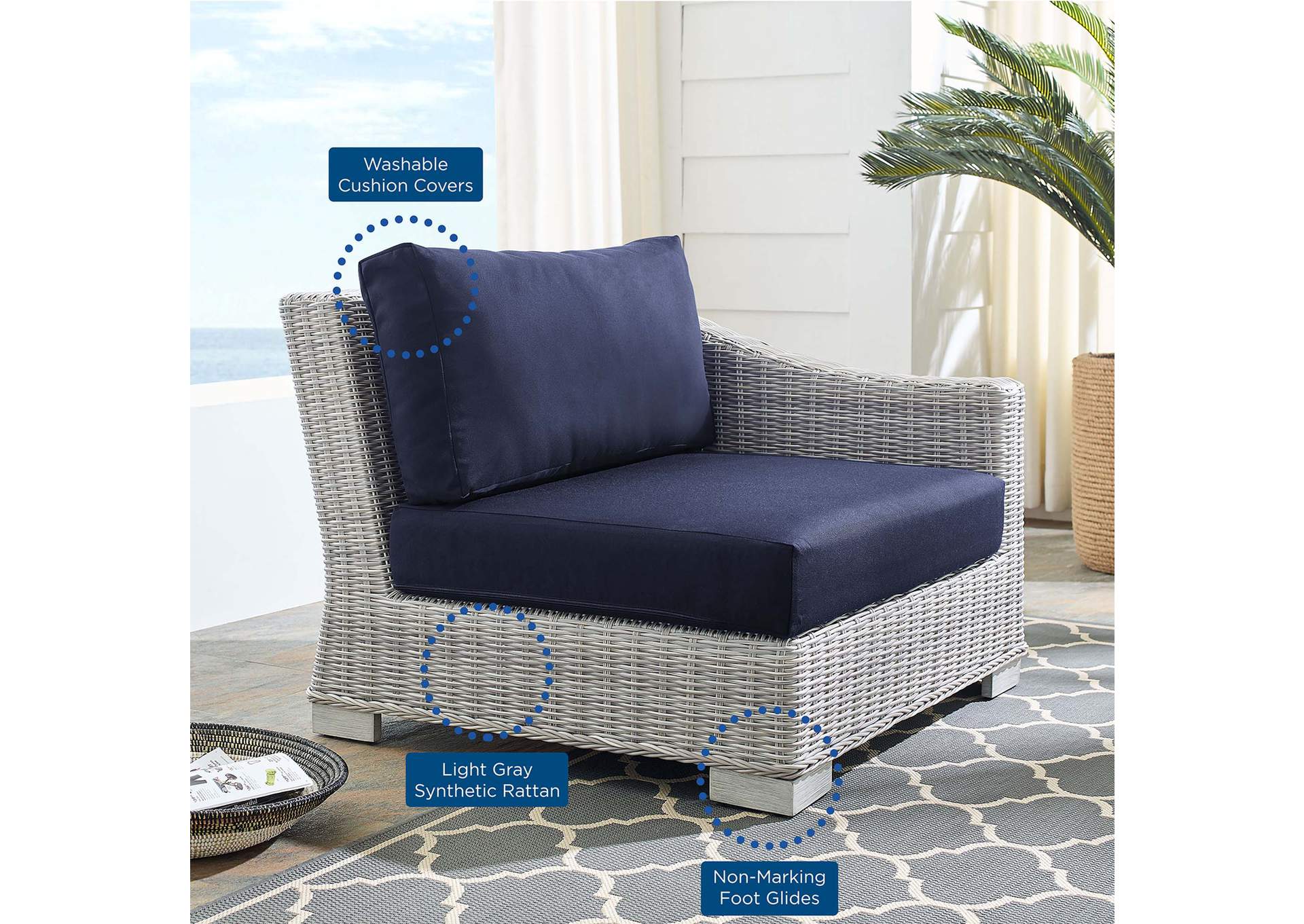 Light Gray Navy Conway Sunbrella,Modway
