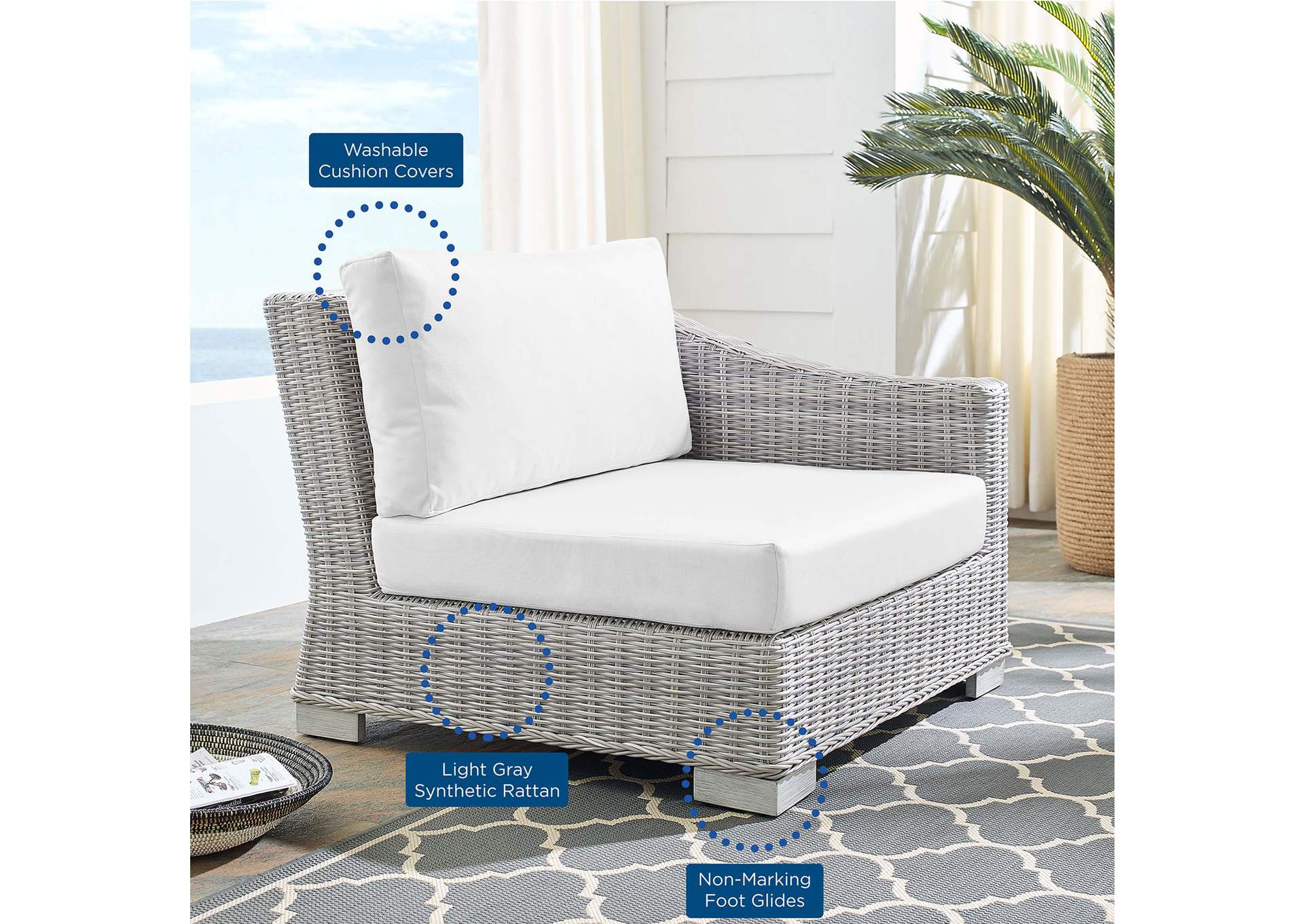Light Gray White Conway Sunbrella,Modway