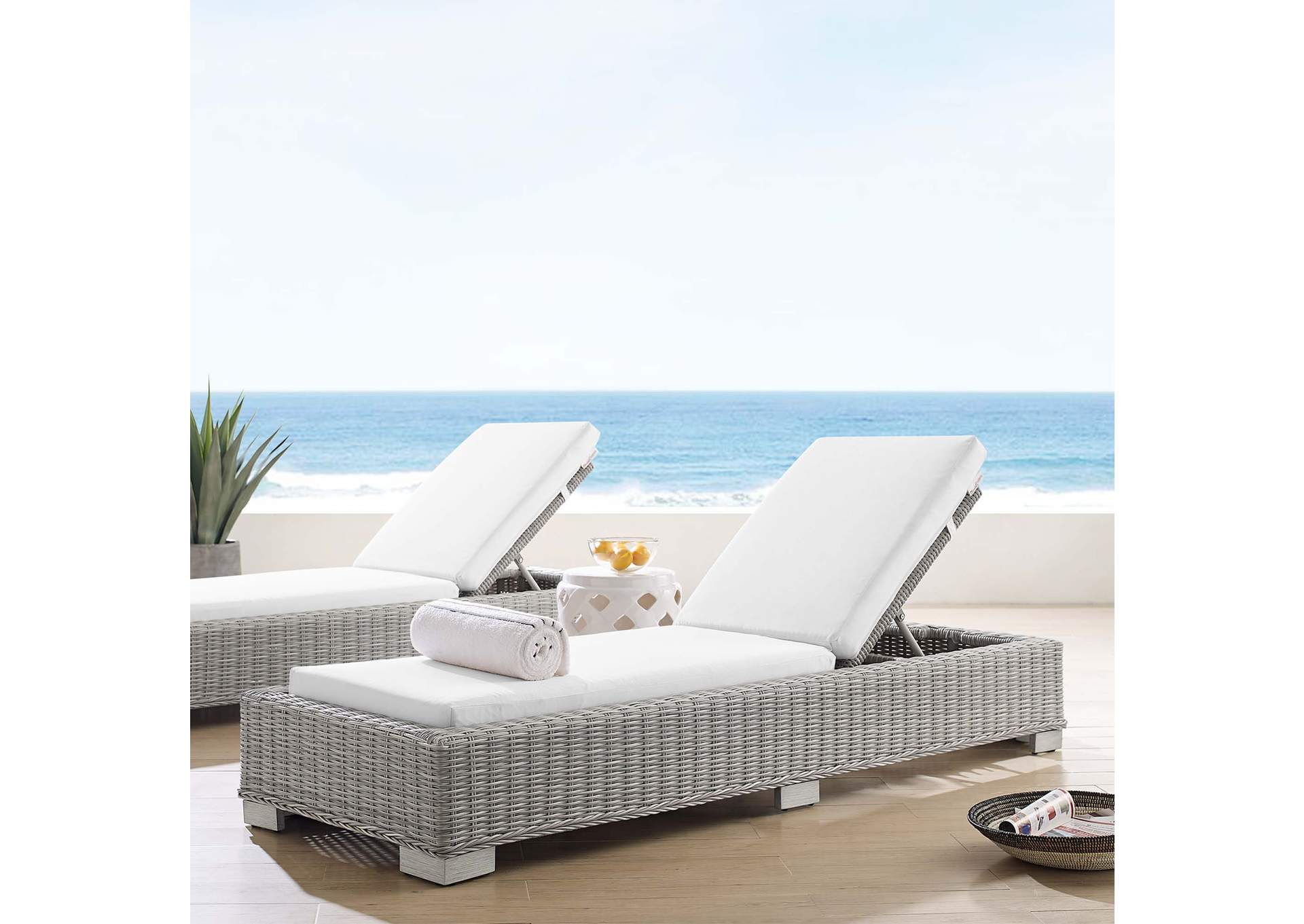 Light Gray White Conway Sunbrella,Modway