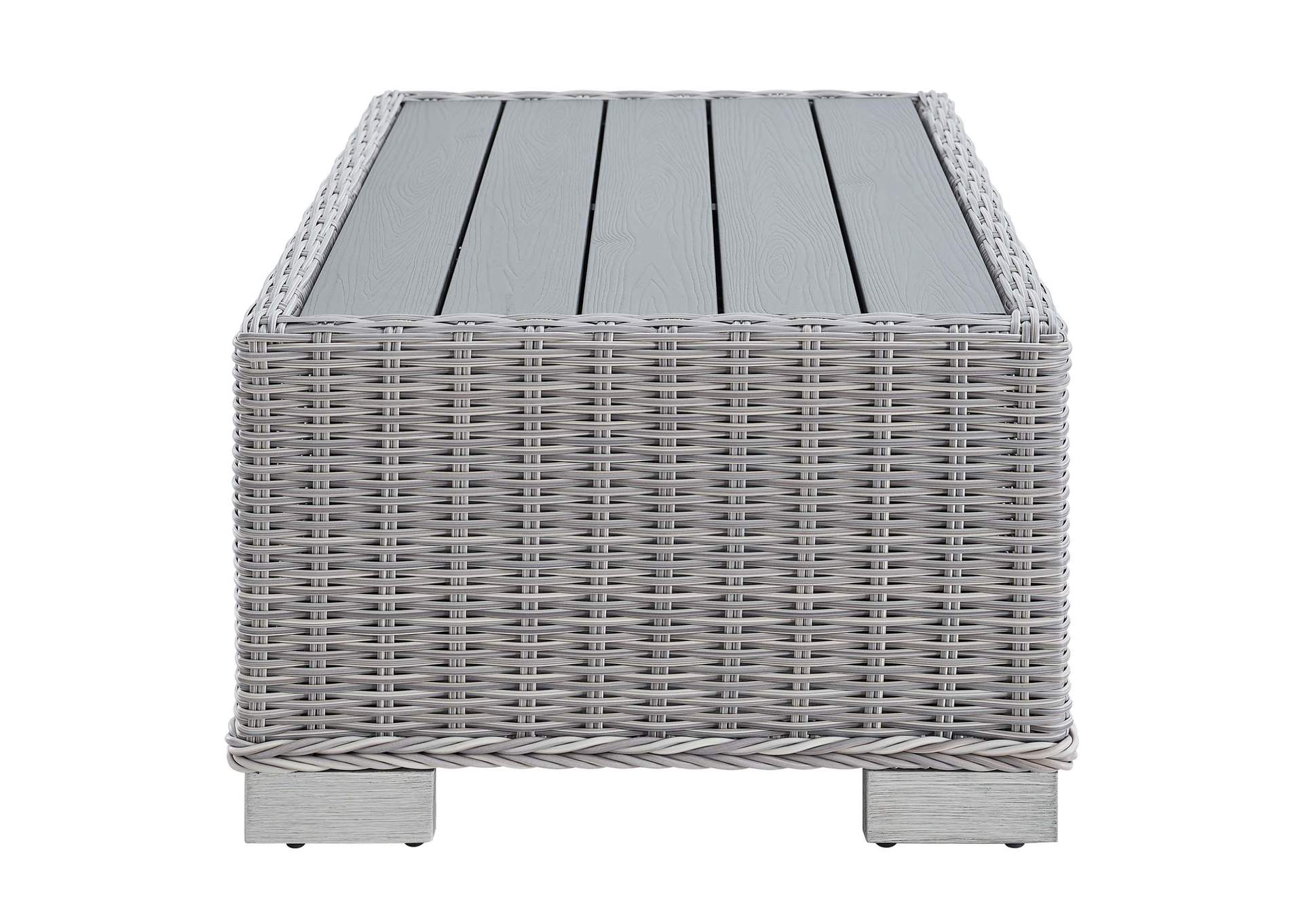Light Gray Conway 32" Outdoor Patio Wicker Rattan Coffee Table,Modway