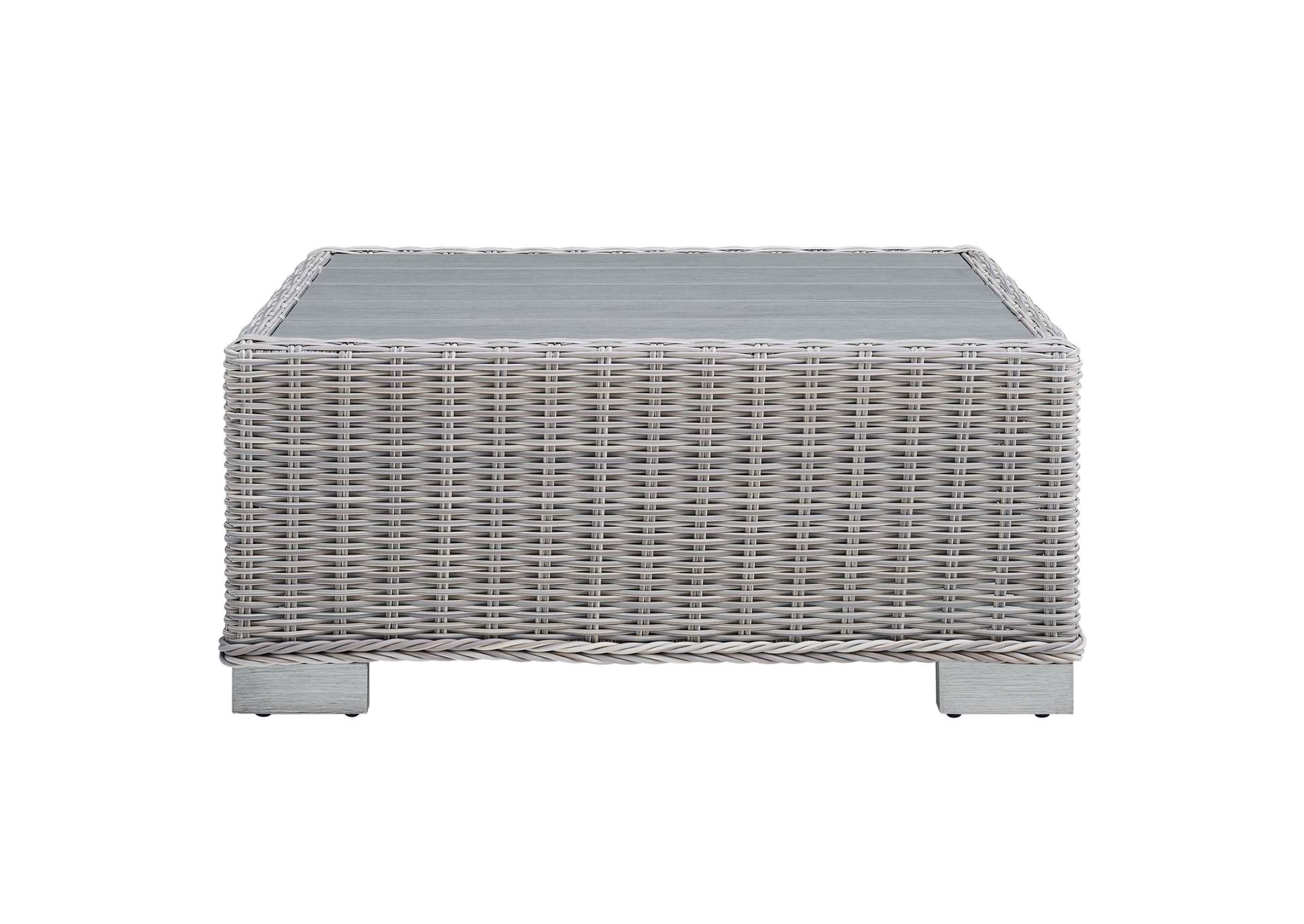 Light Gray Conway 32" Outdoor Patio Wicker Rattan Coffee Table,Modway