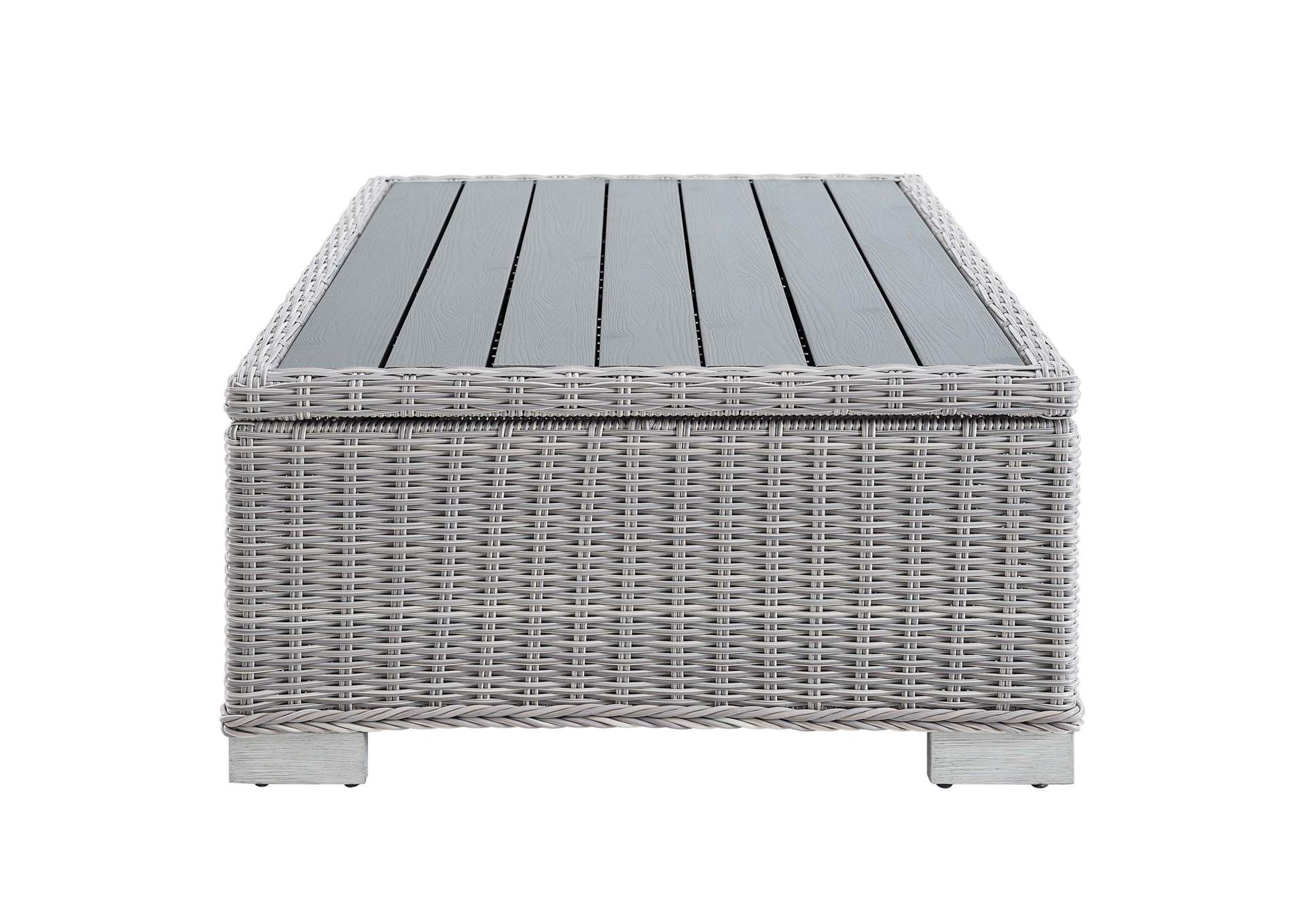 Light Gray Conway 45" Outdoor Patio Wicker Rattan Coffee Table,Modway