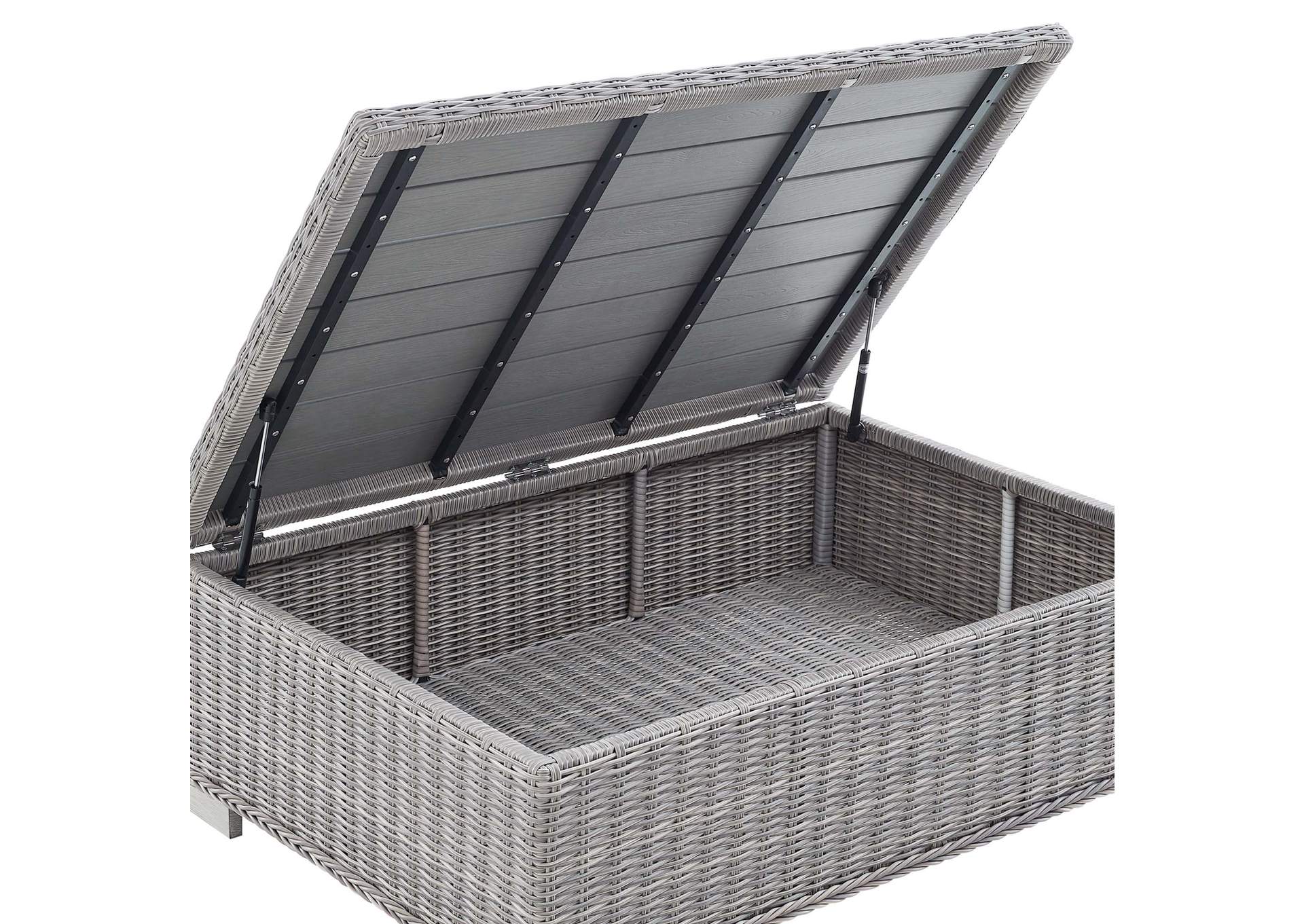 Light Gray Conway 45" Outdoor Patio Wicker Rattan Coffee Table,Modway