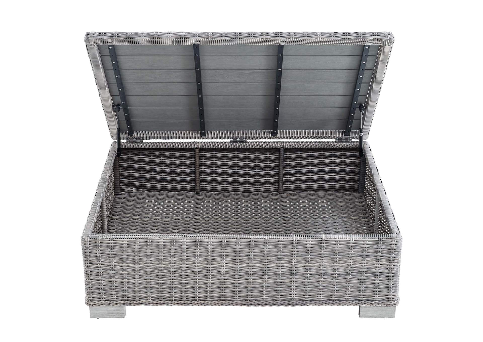 Light Gray Conway 45" Outdoor Patio Wicker Rattan Coffee Table,Modway