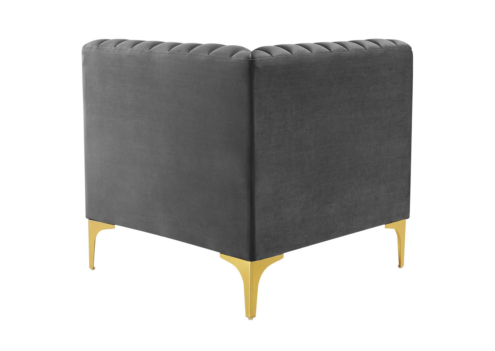 Gray Triumph Channel Tufted Performance Velvet Sectional Sofa Corner Chair,Modway