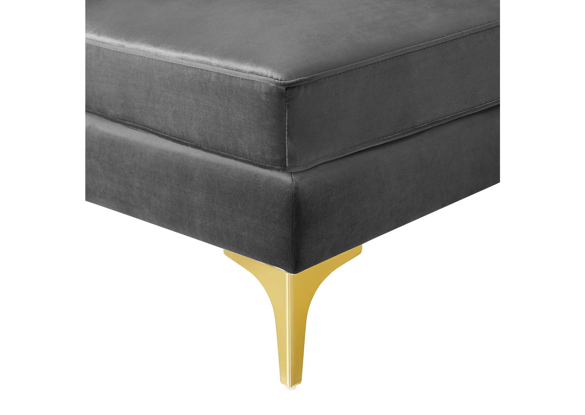 Gray Triumph Channel Tufted Performance Velvet Sectional Sofa Corner Chair,Modway