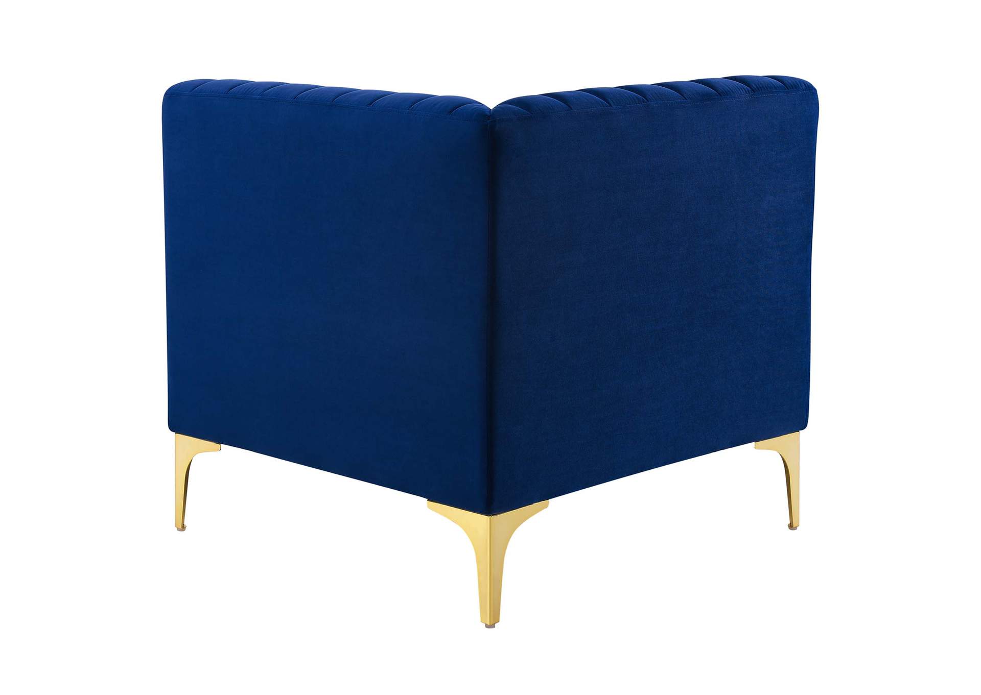 Navy Triumph Channel Tufted Performance Velvet Sectional Sofa Corner Chair,Modway