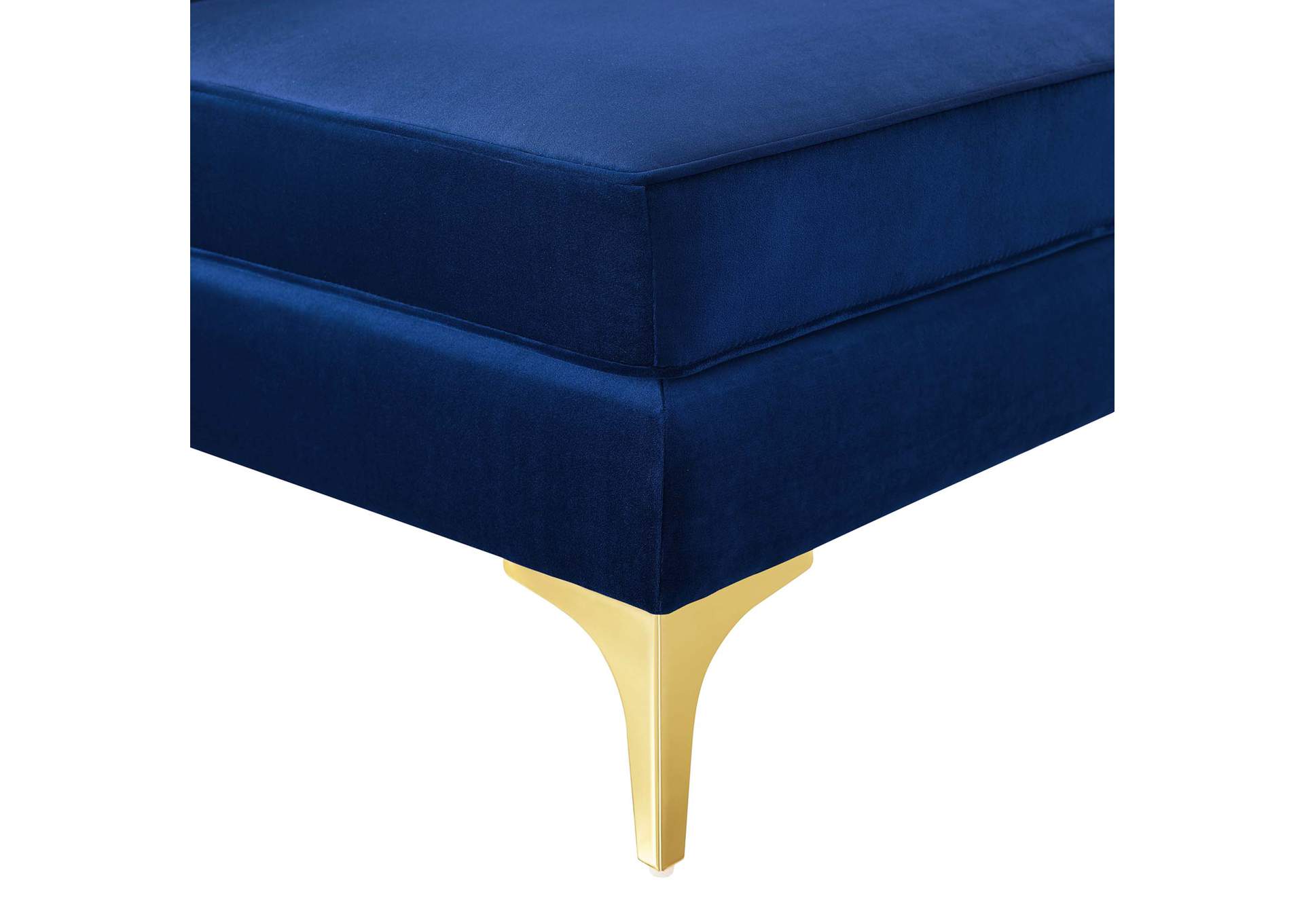 Navy Triumph Channel Tufted Performance Velvet Sectional Sofa Corner Chair,Modway