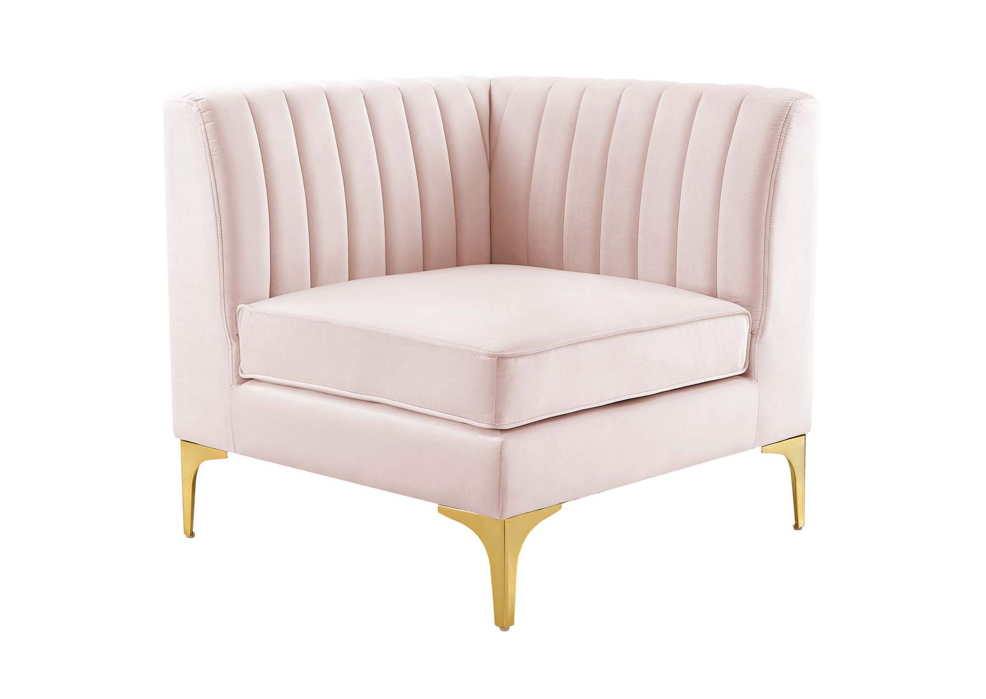 Pink Triumph Channel Tufted Performance Velvet Sectional Sofa Corner Chair,Modway