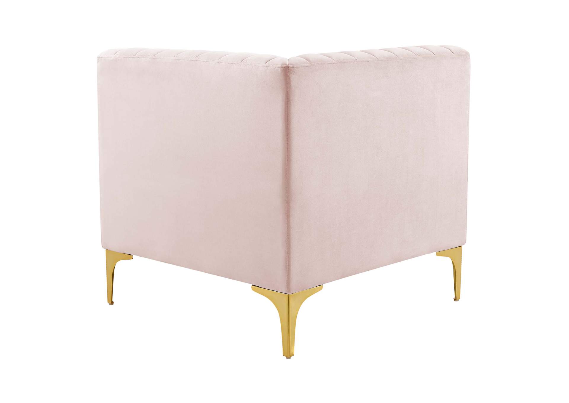 Pink Triumph Channel Tufted Performance Velvet Sectional Sofa Corner Chair,Modway