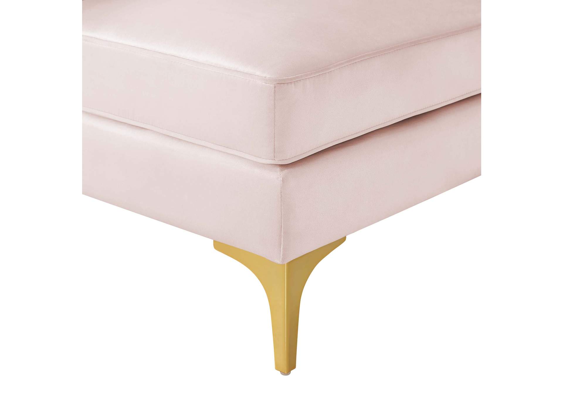 Pink Triumph Channel Tufted Performance Velvet Sectional Sofa Corner Chair,Modway