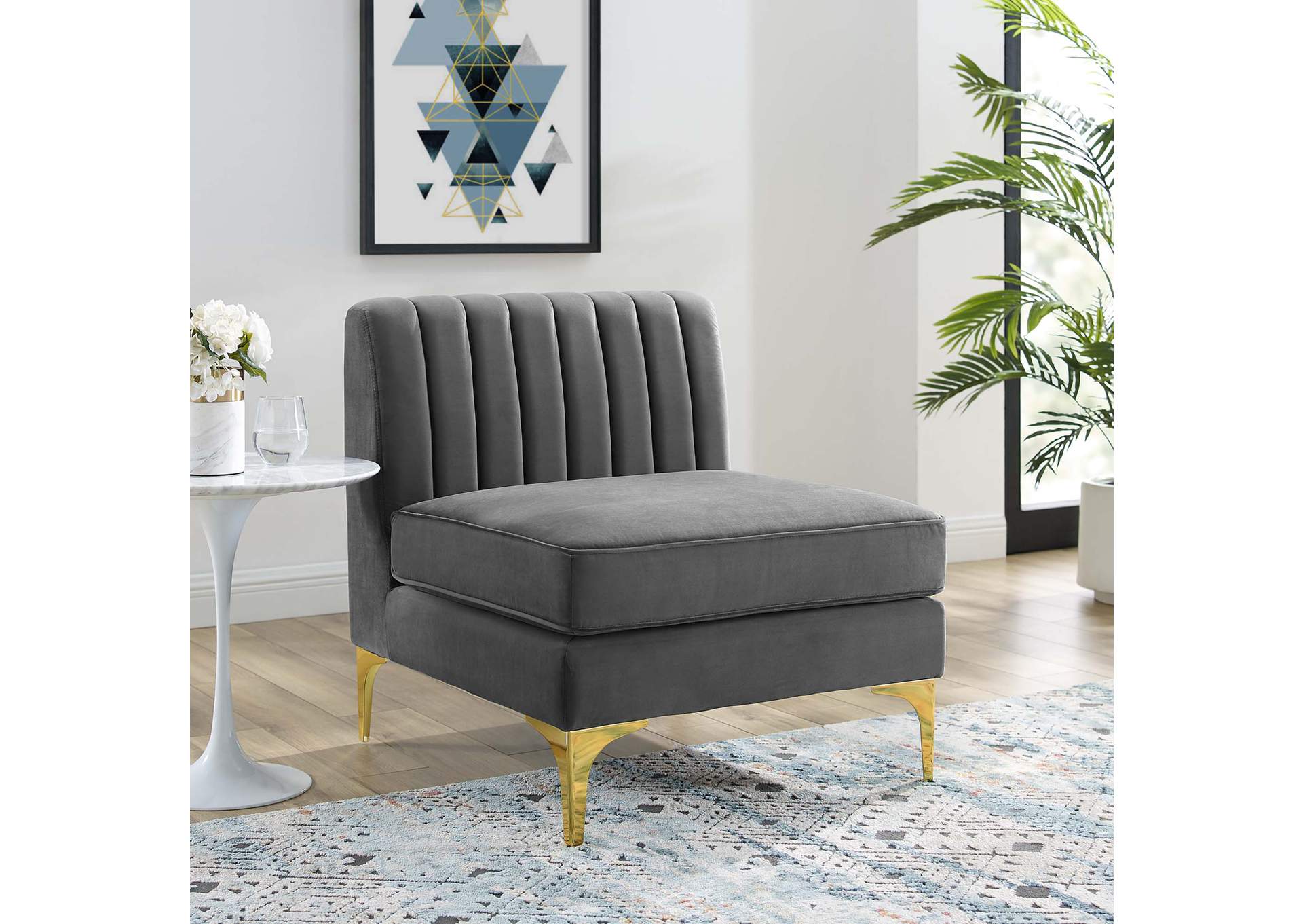 Triumph Channel Tufted Performance Velvet Armless Chair,Modway