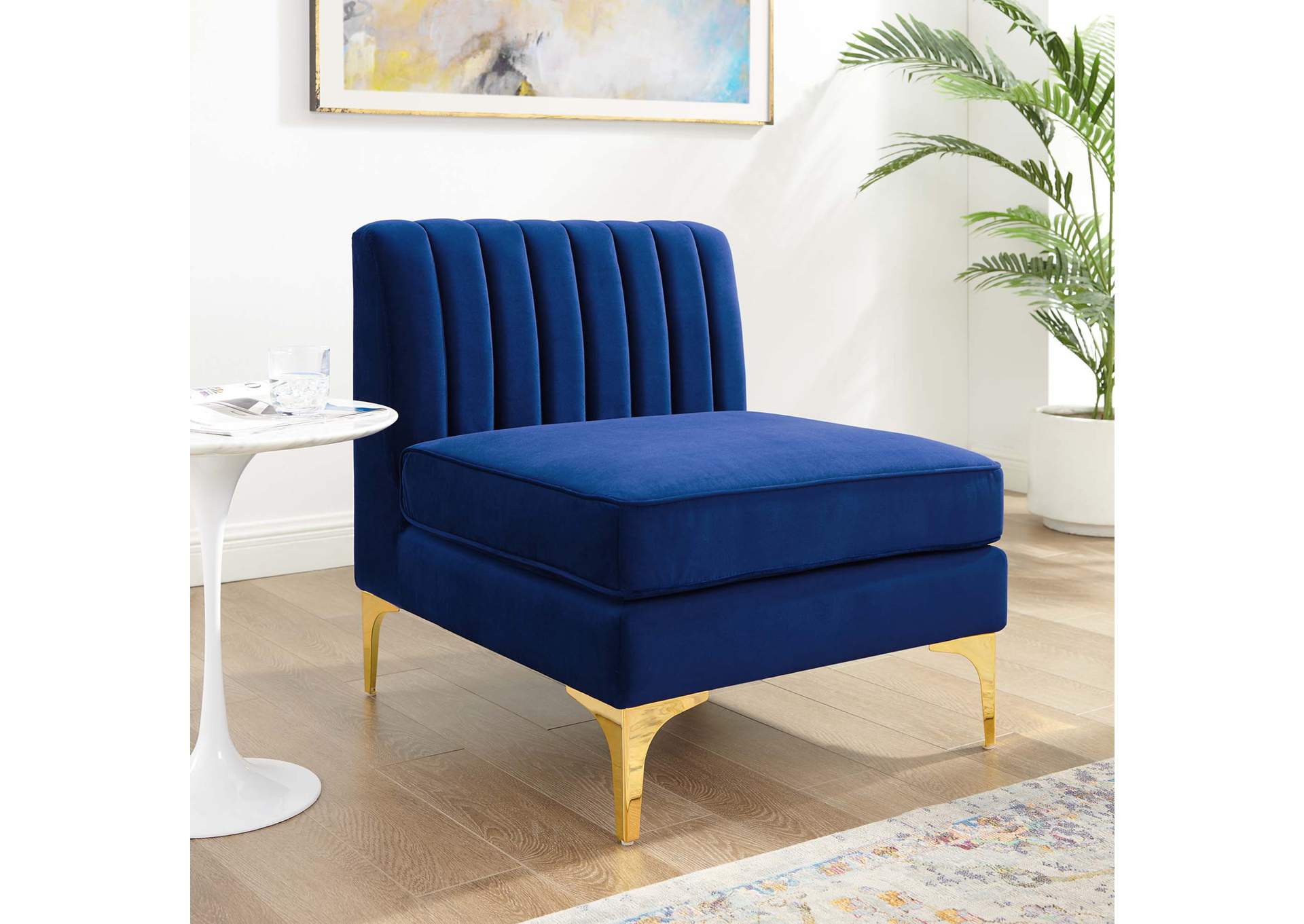 Triumph Channel Tufted Performance Velvet Armless Chair,Modway