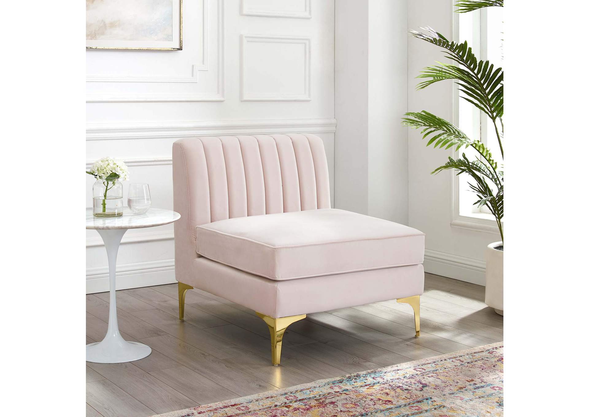 Triumph Channel Tufted Performance Velvet Armless Chair,Modway