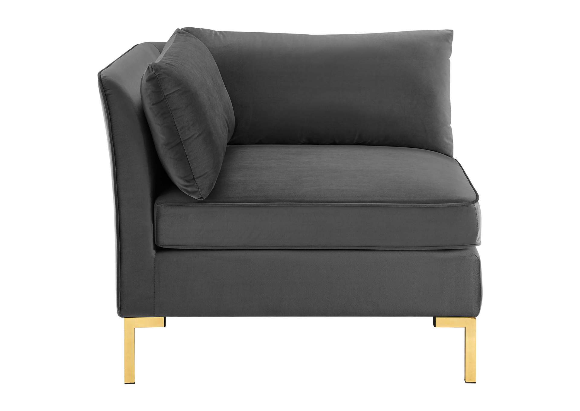 Gray Ardent Performance Velvet Sectional Sofa Corner Chair,Modway