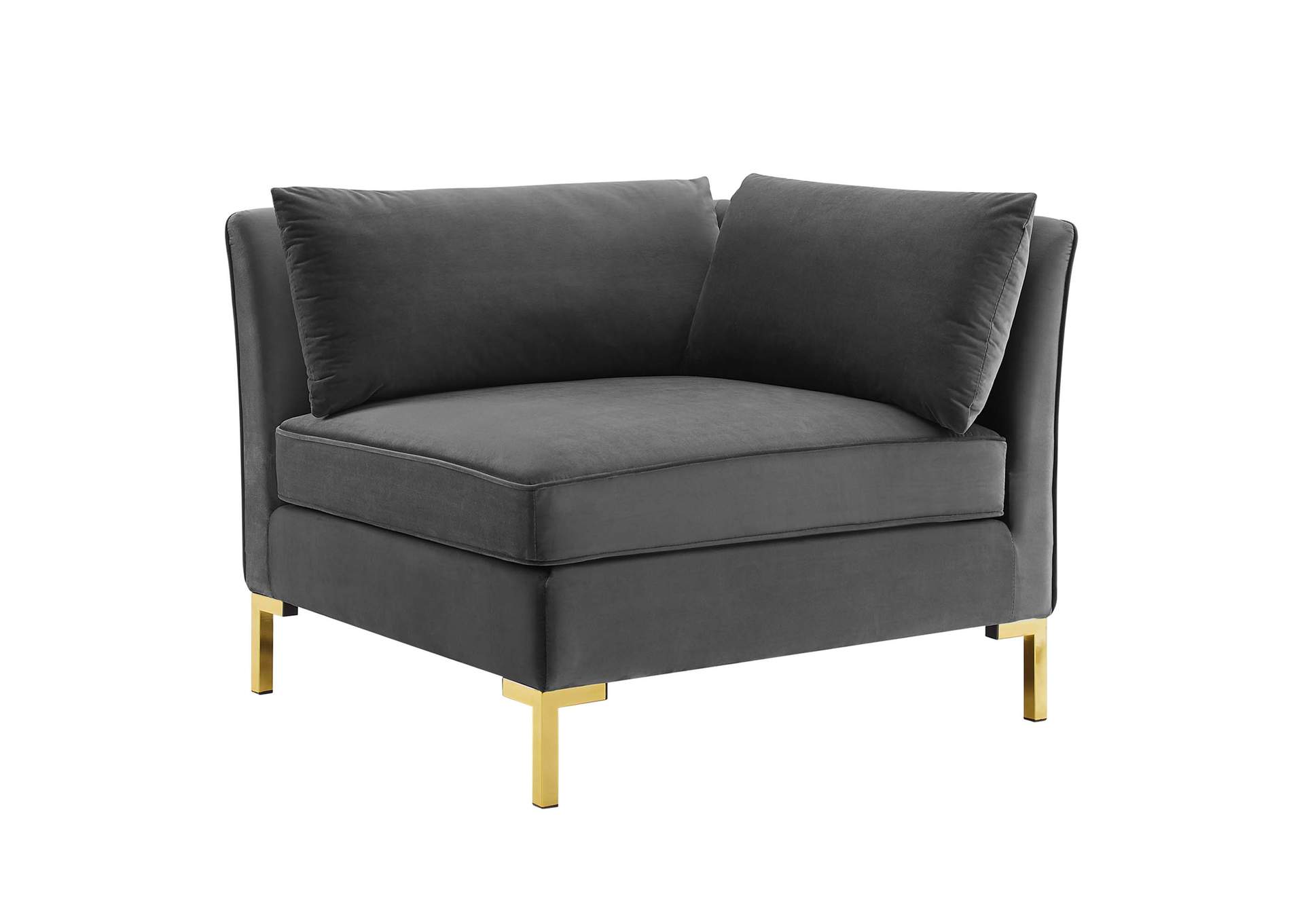 Gray Ardent Performance Velvet Sectional Sofa Corner Chair,Modway