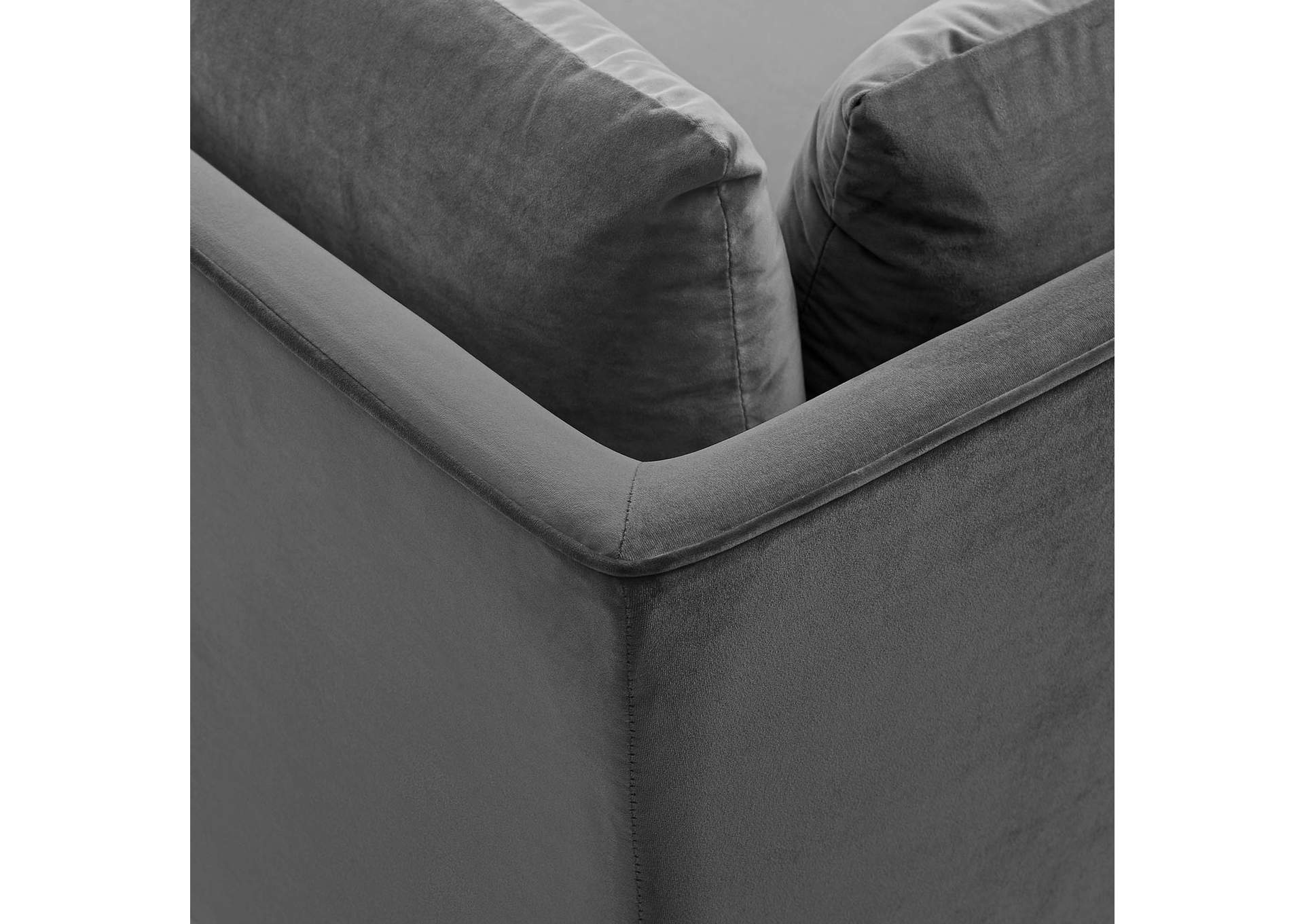 Gray Ardent Performance Velvet Sectional Sofa Corner Chair,Modway