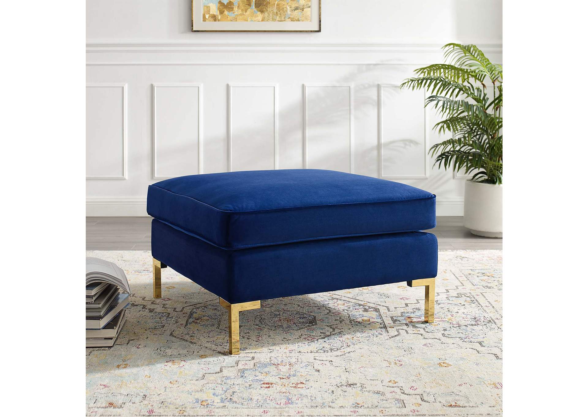 Navy Ardent Performance Velvet Ottoman,Modway