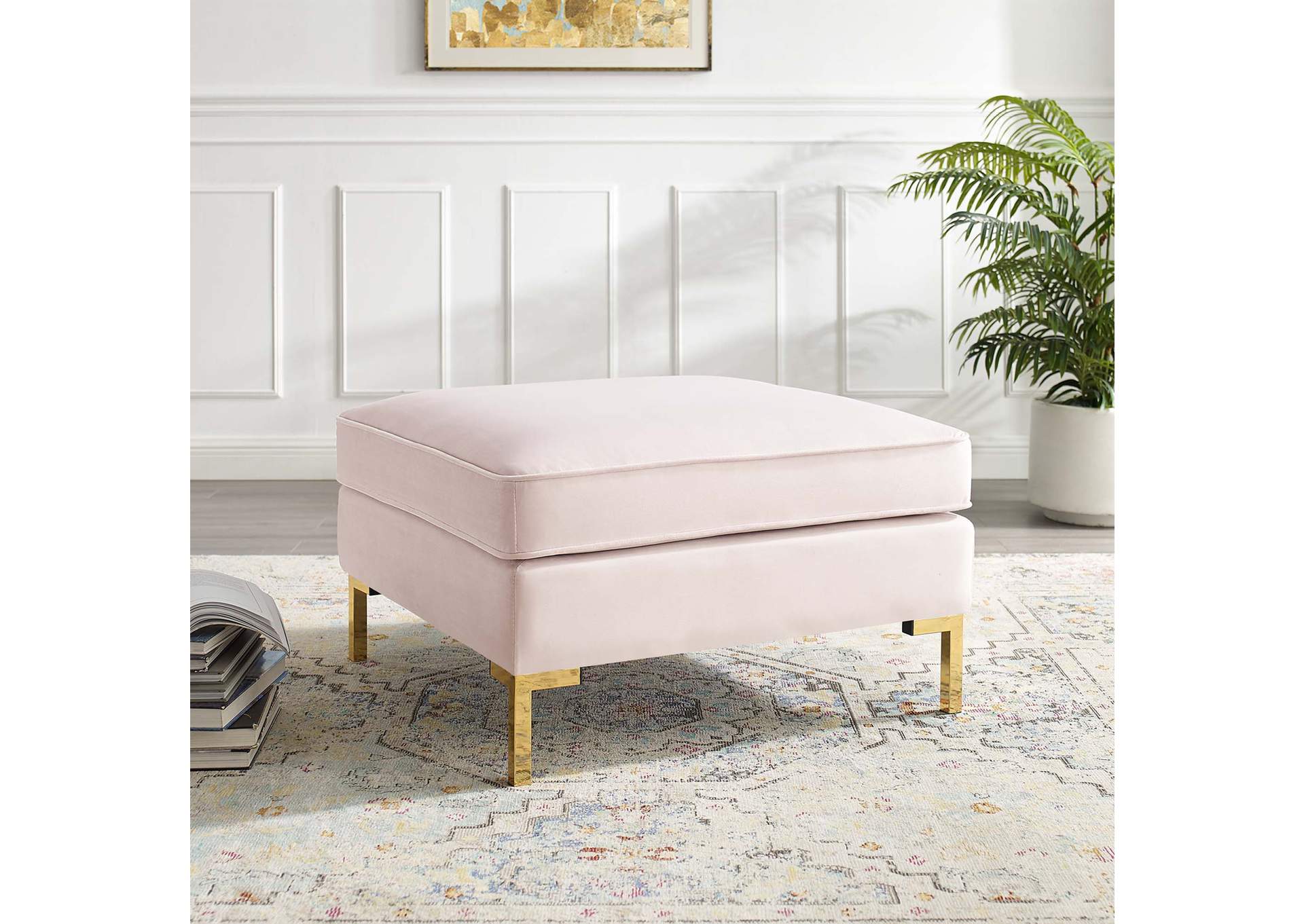 Pink Ardent Performance Velvet Ottoman,Modway