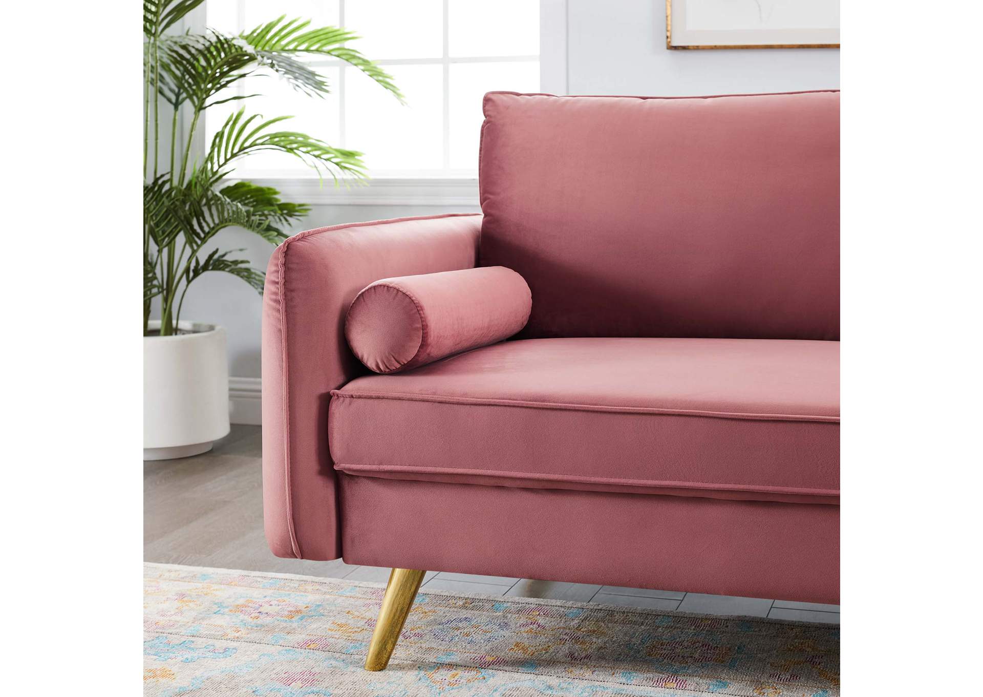 Dusty Rose Revive Performance Velvet Sofa,Modway