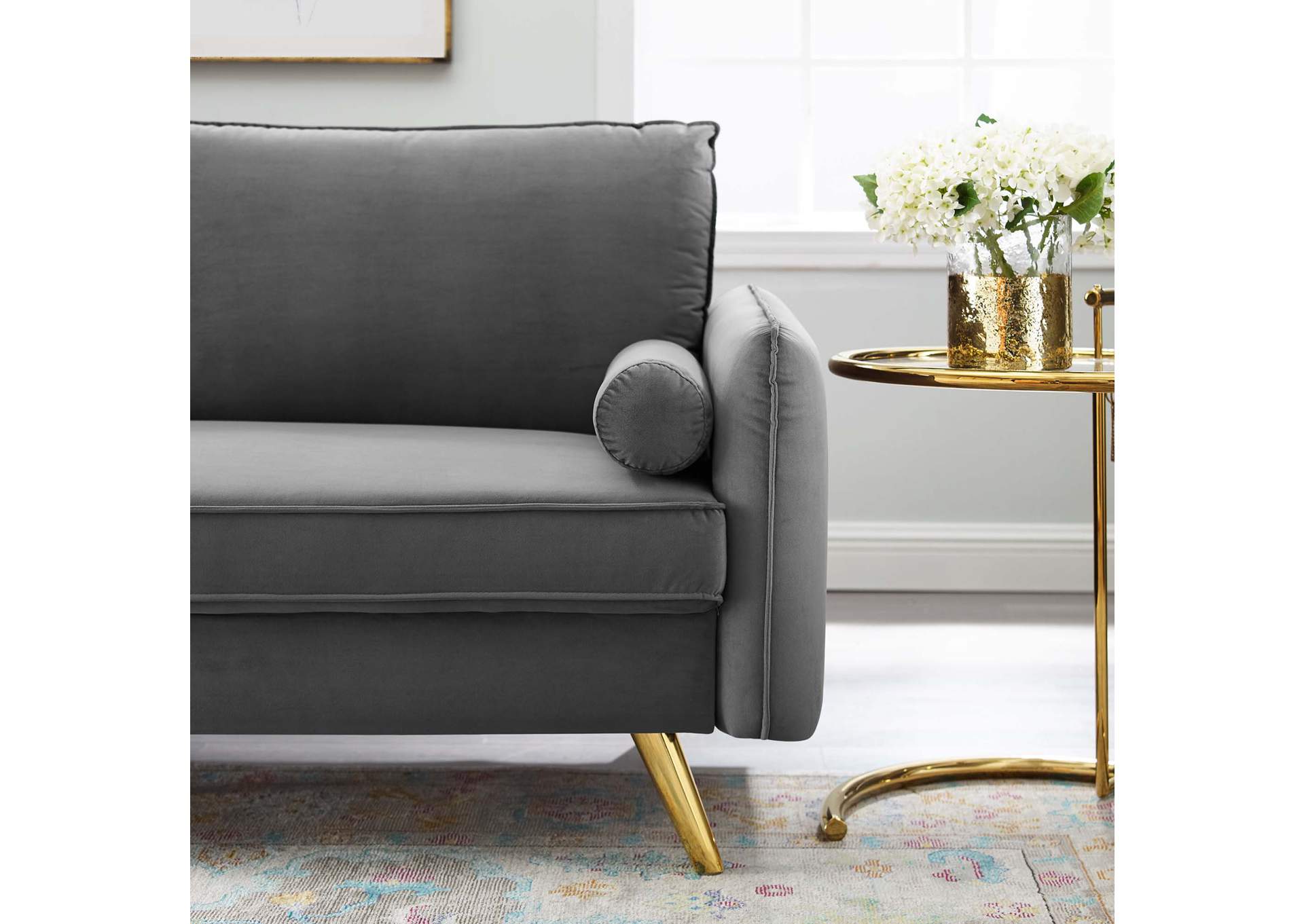 Gray Revive Performance Velvet Sofa,Modway