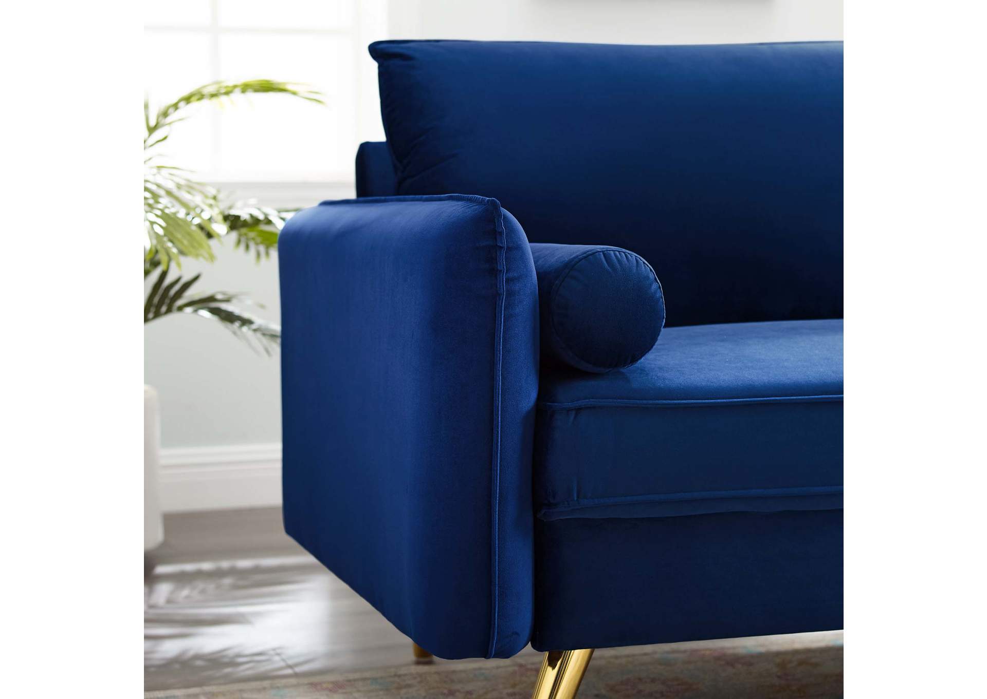 Navy Revive Performance Velvet Sofa,Modway