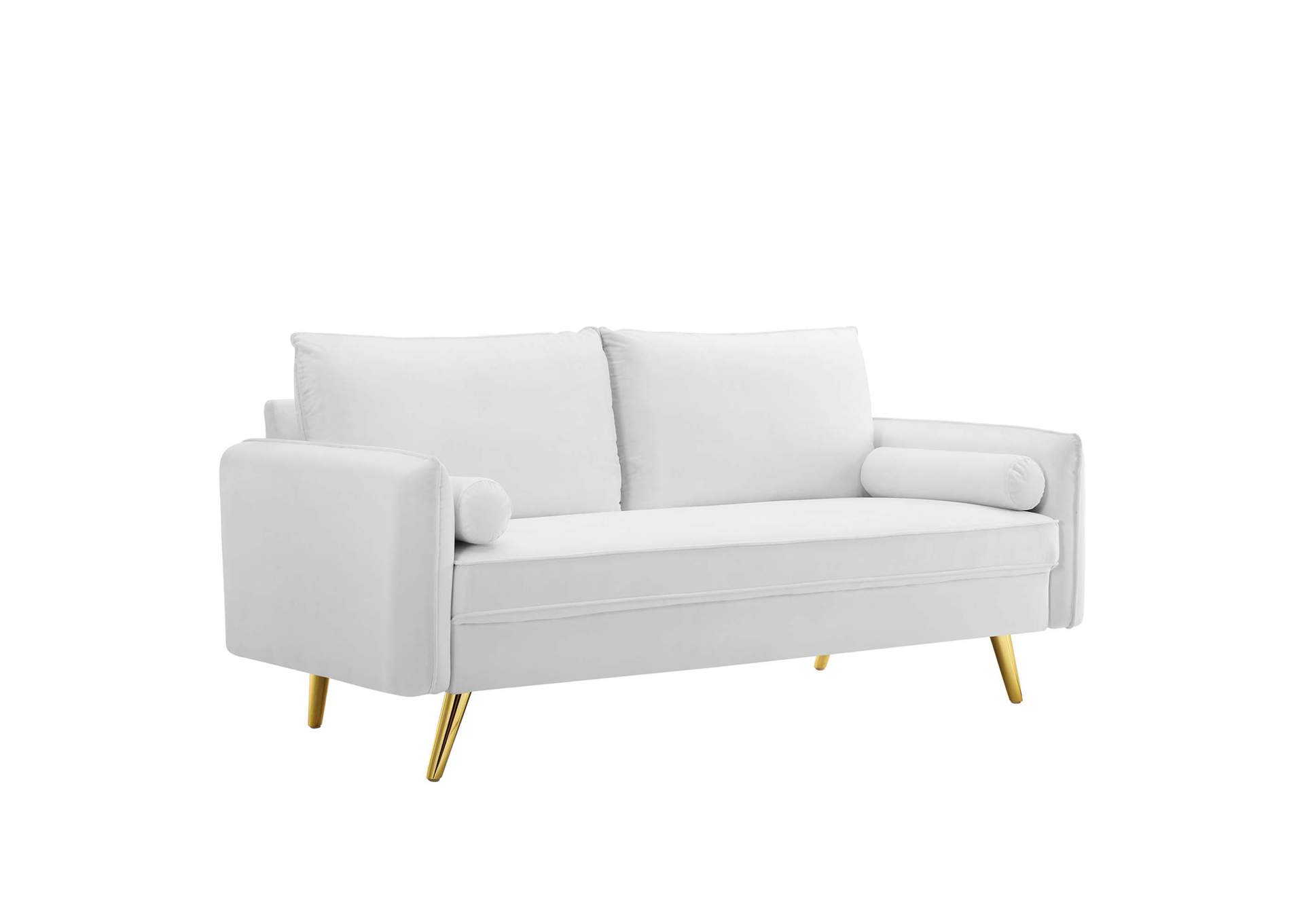 White Revive Performance Velvet Sofa,Modway