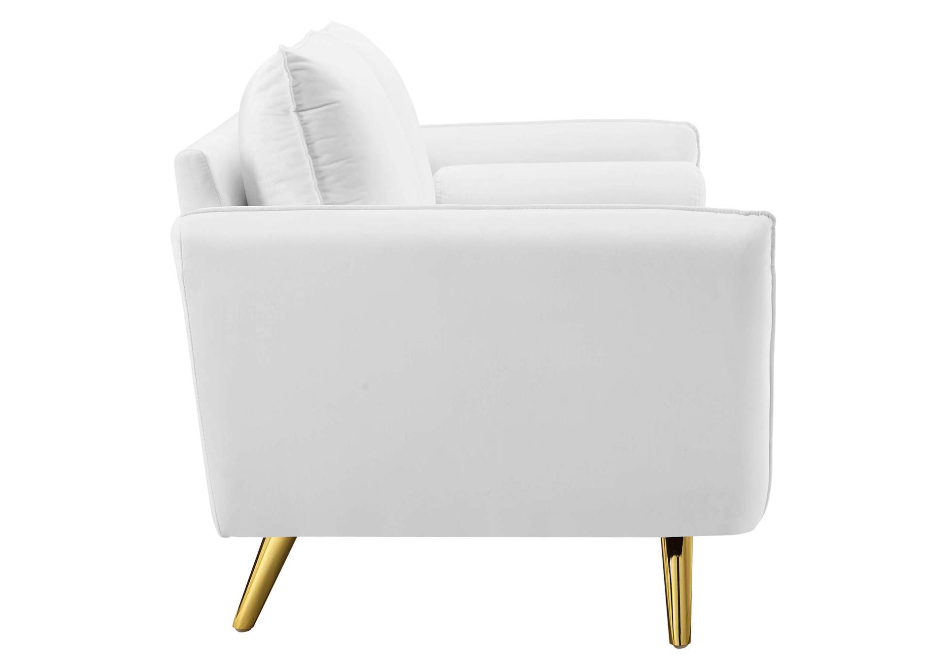 White Revive Performance Velvet Sofa,Modway