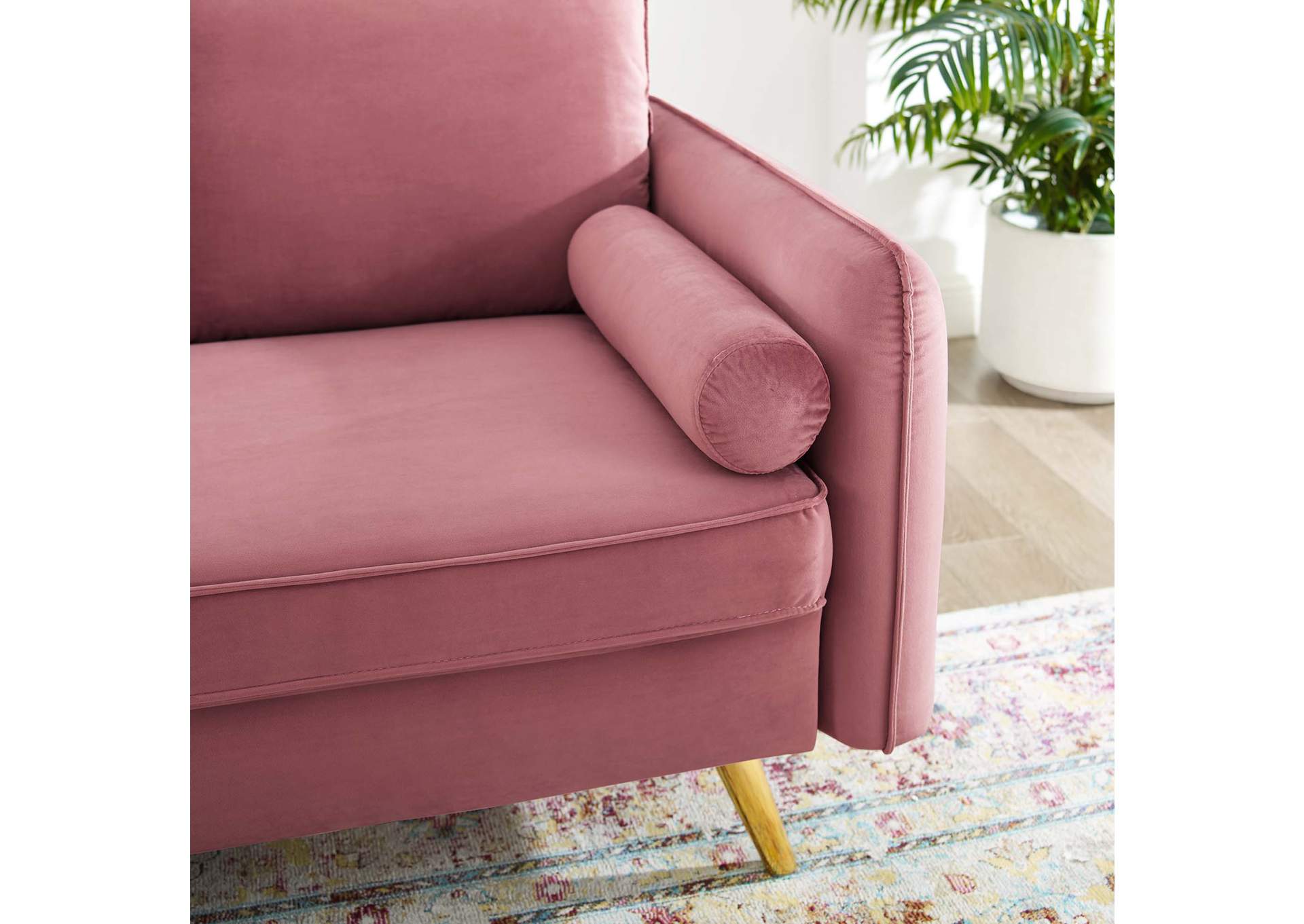 Dusty Rose Revive Performance Velvet Loveseat,Modway