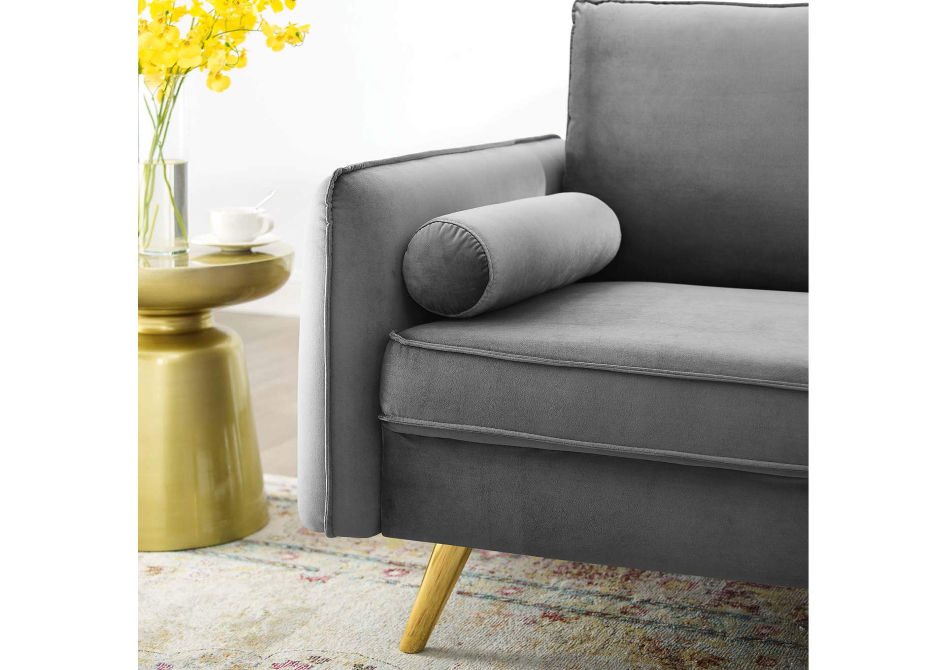 Gray Revive Performance Velvet Loveseat,Modway