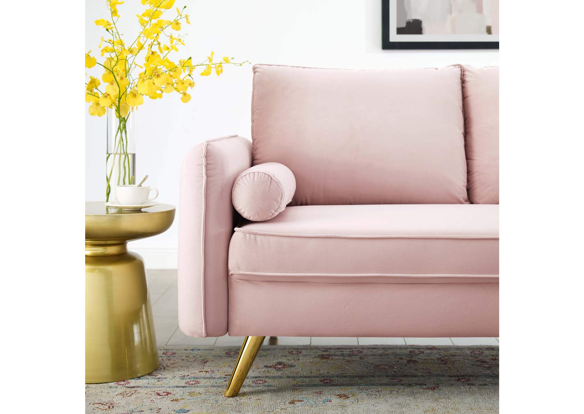 Pink Revive Performance Velvet Loveseat,Modway