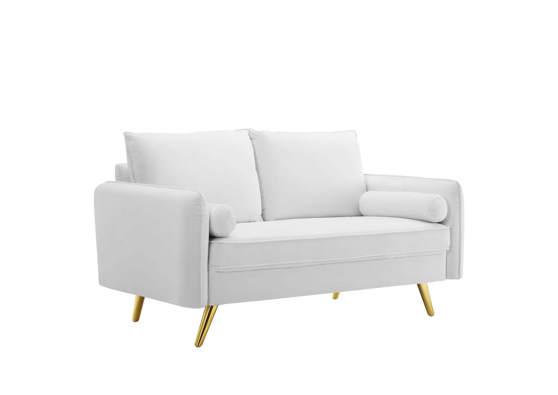 White Revive Performance Velvet Loveseat,Modway