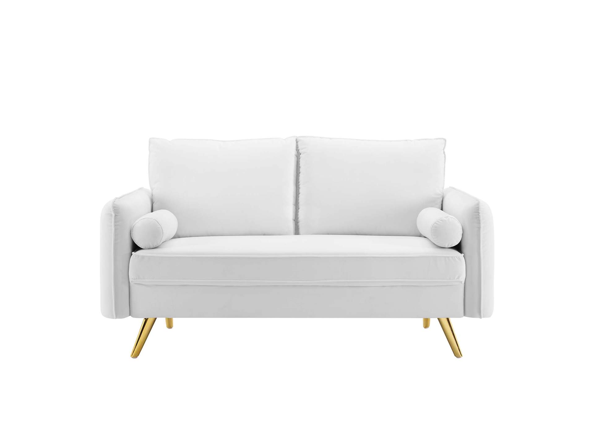 White Revive Performance Velvet Loveseat,Modway