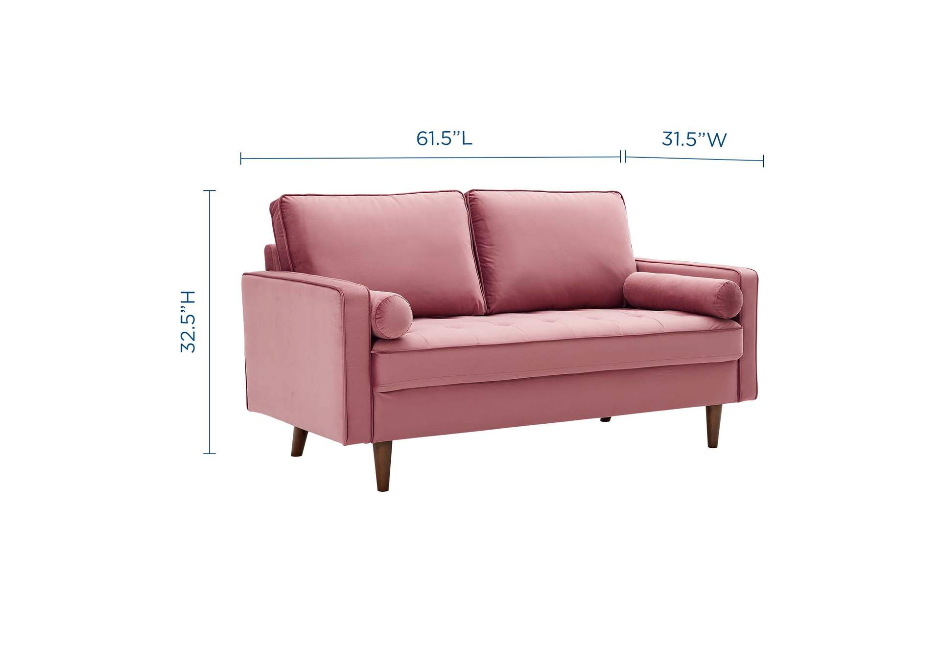 Dusty Rose Valour Performance Velvet Loveseat,Modway