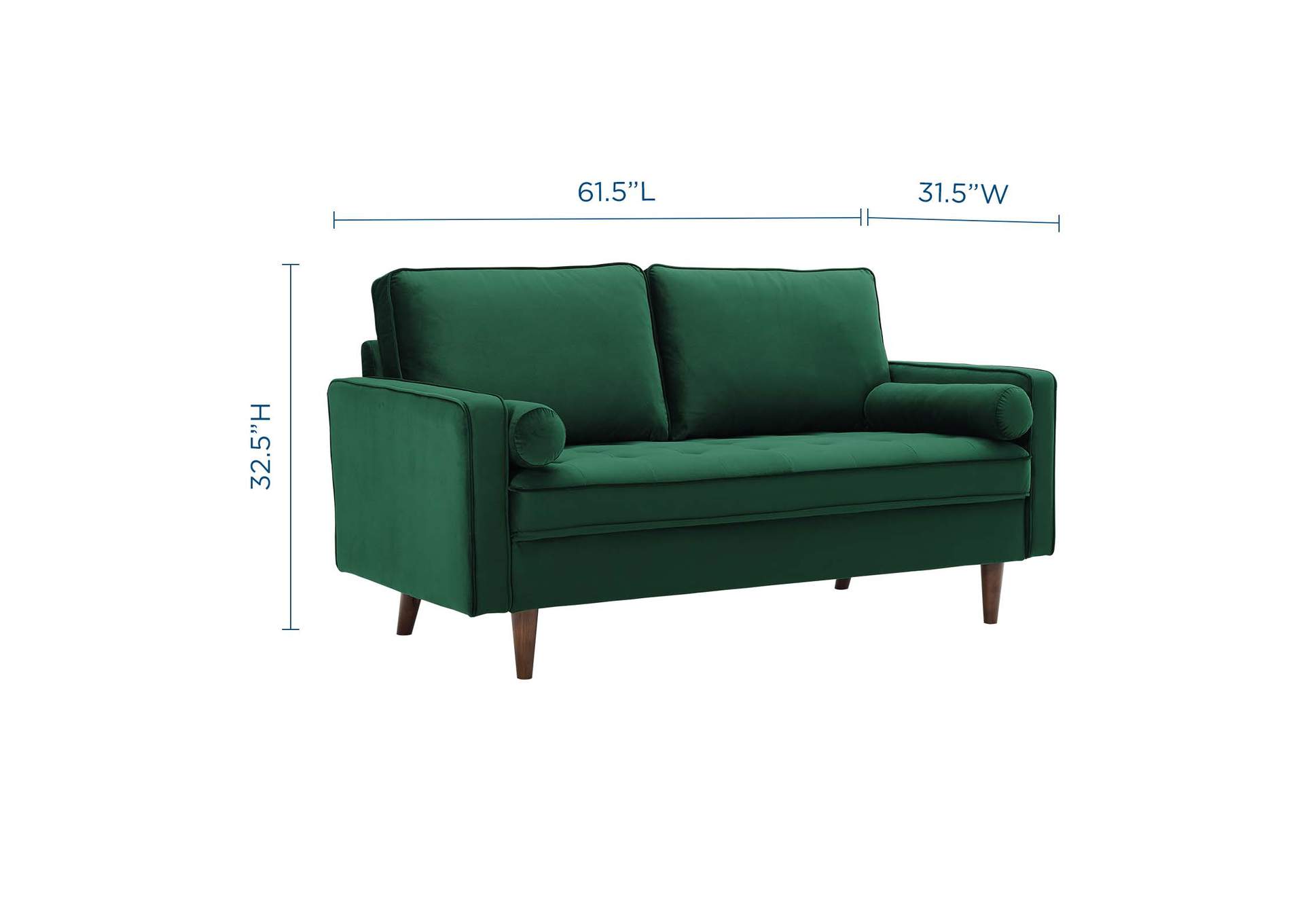 Green Valour Performance Velvet Loveseat,Modway