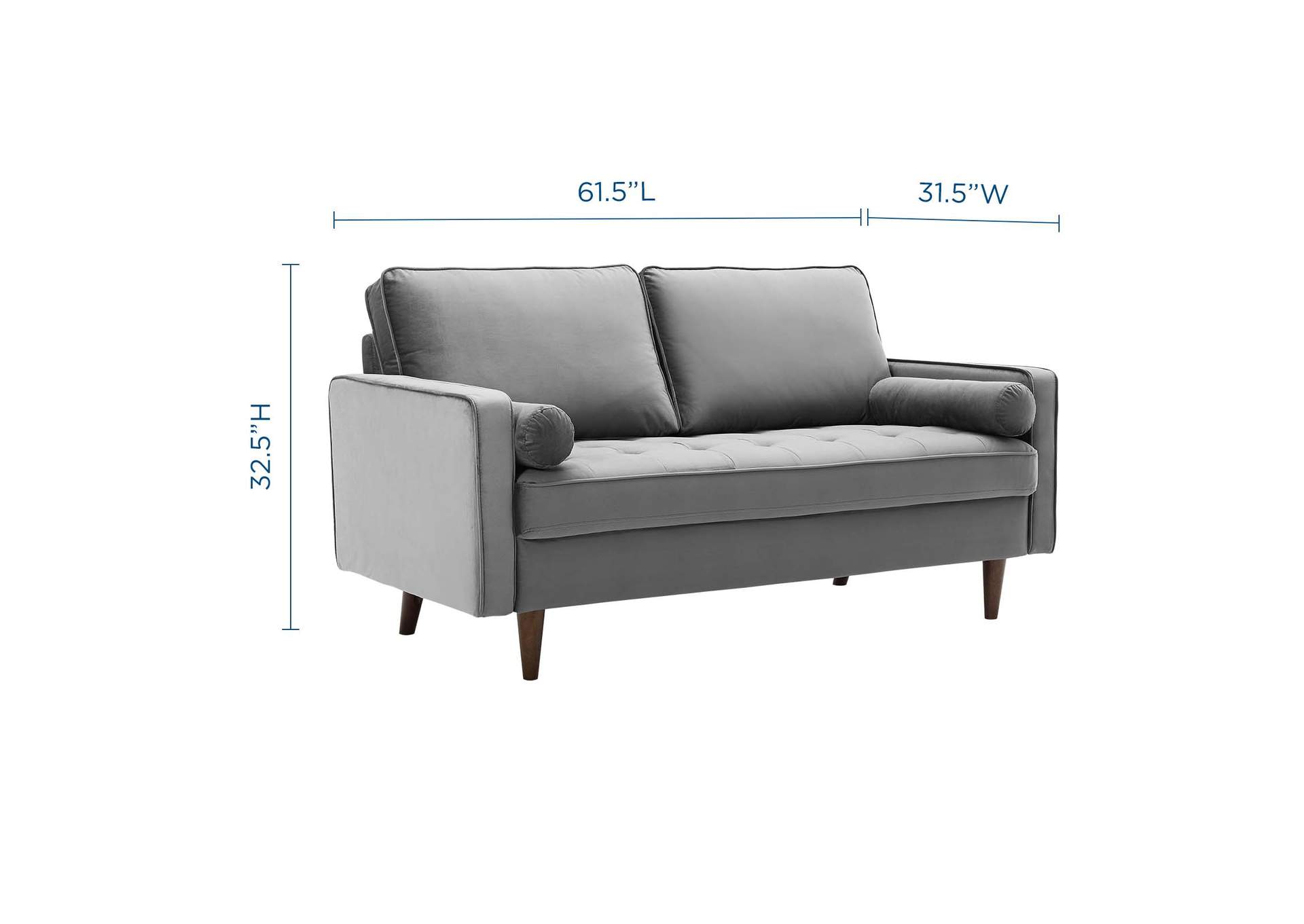 Gray Valour Performance Velvet Loveseat,Modway