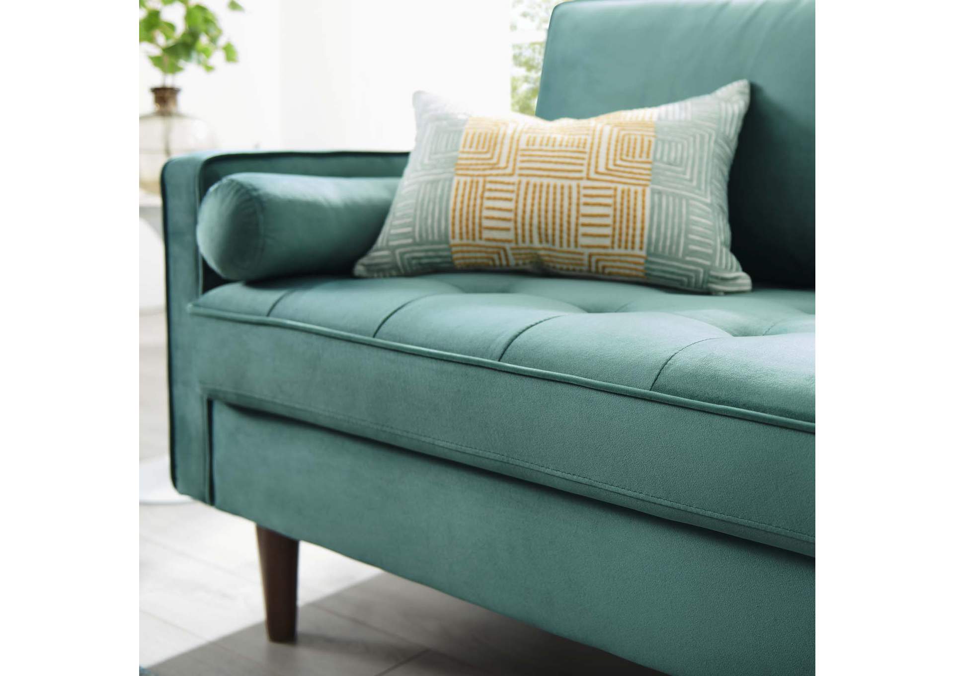 Teal Valour Performance Velvet Loveseat,Modway