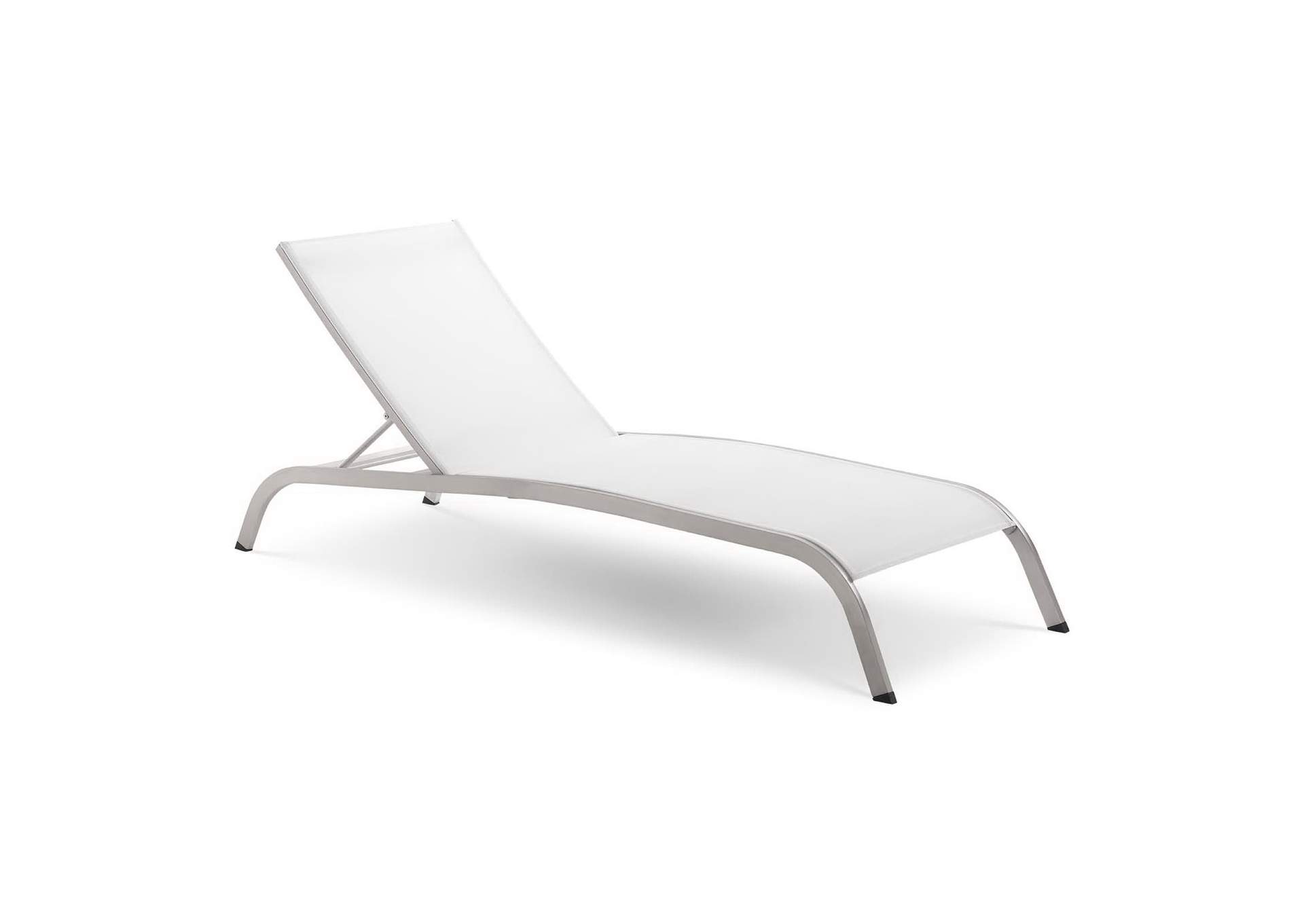 White Savannah Outdoor Patio Mesh Chaise Lounge [Set of 2],Modway